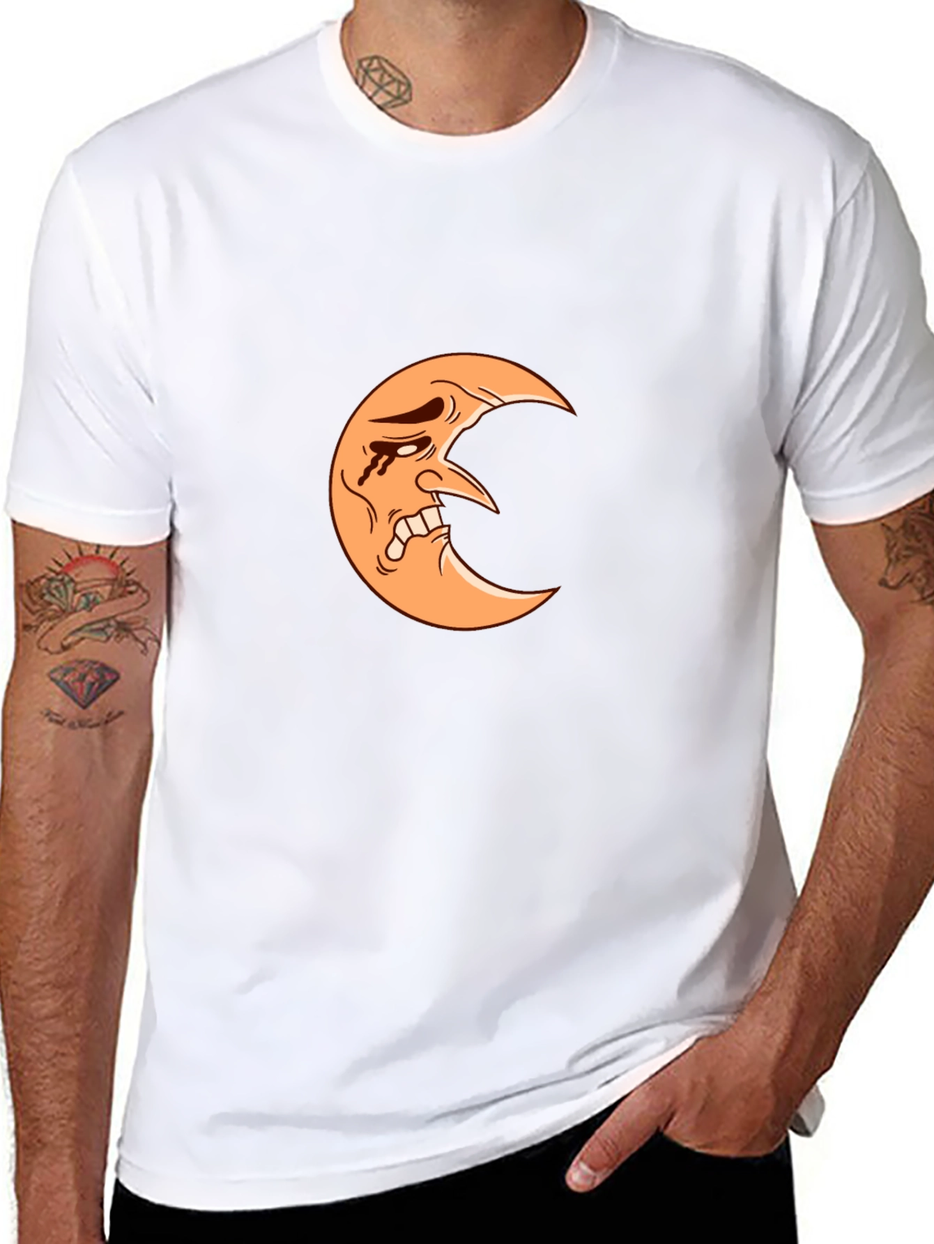 Crying Moon Graphic Tee - Black