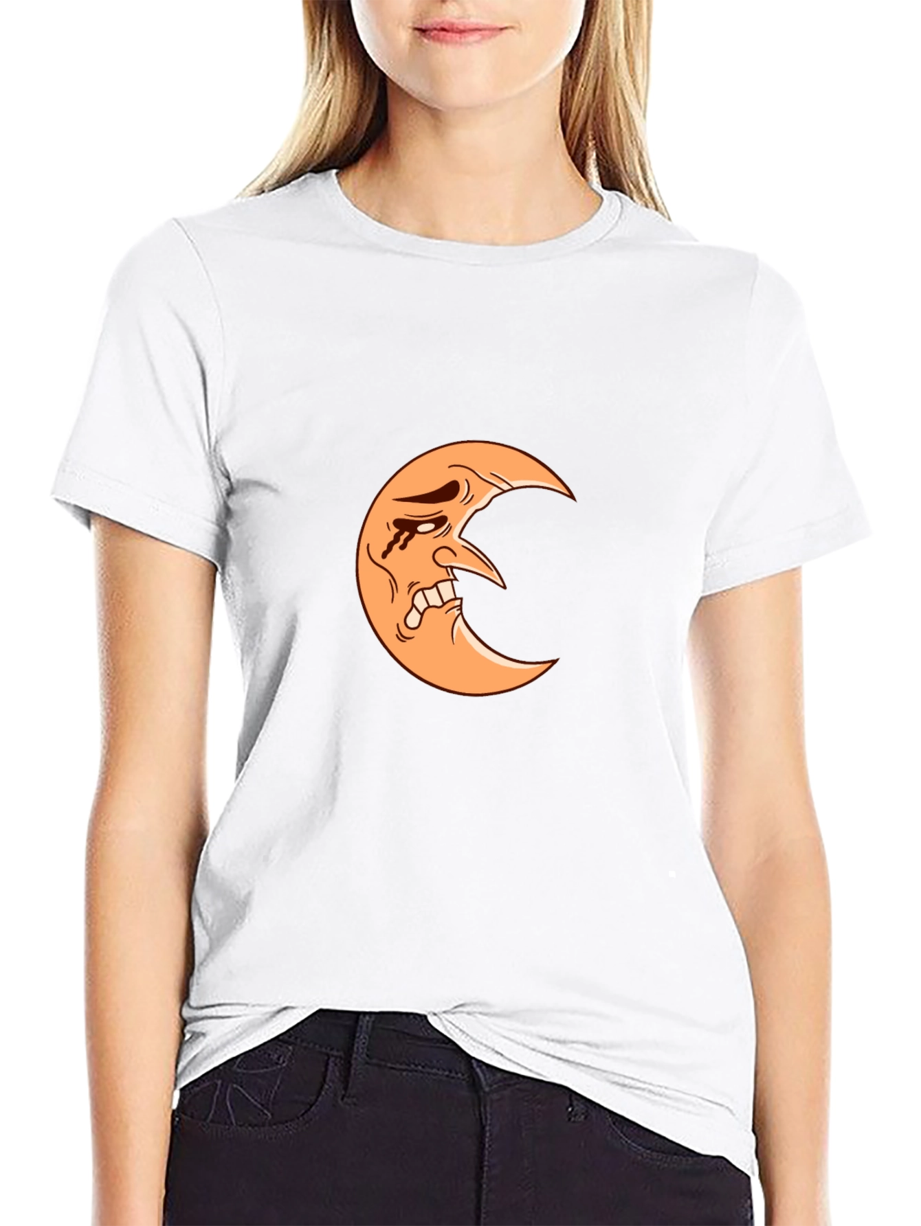 Crying Moon Graphic Tee - Black