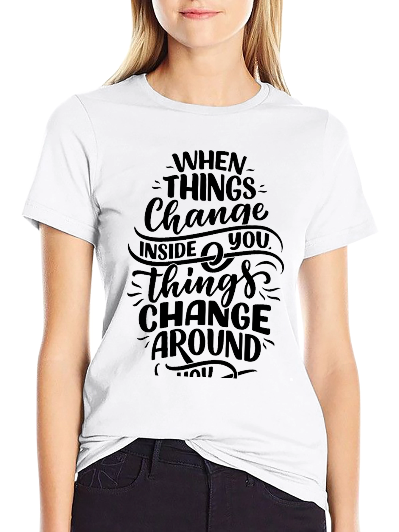 Inspirational Graphic Print Black T-Shirt