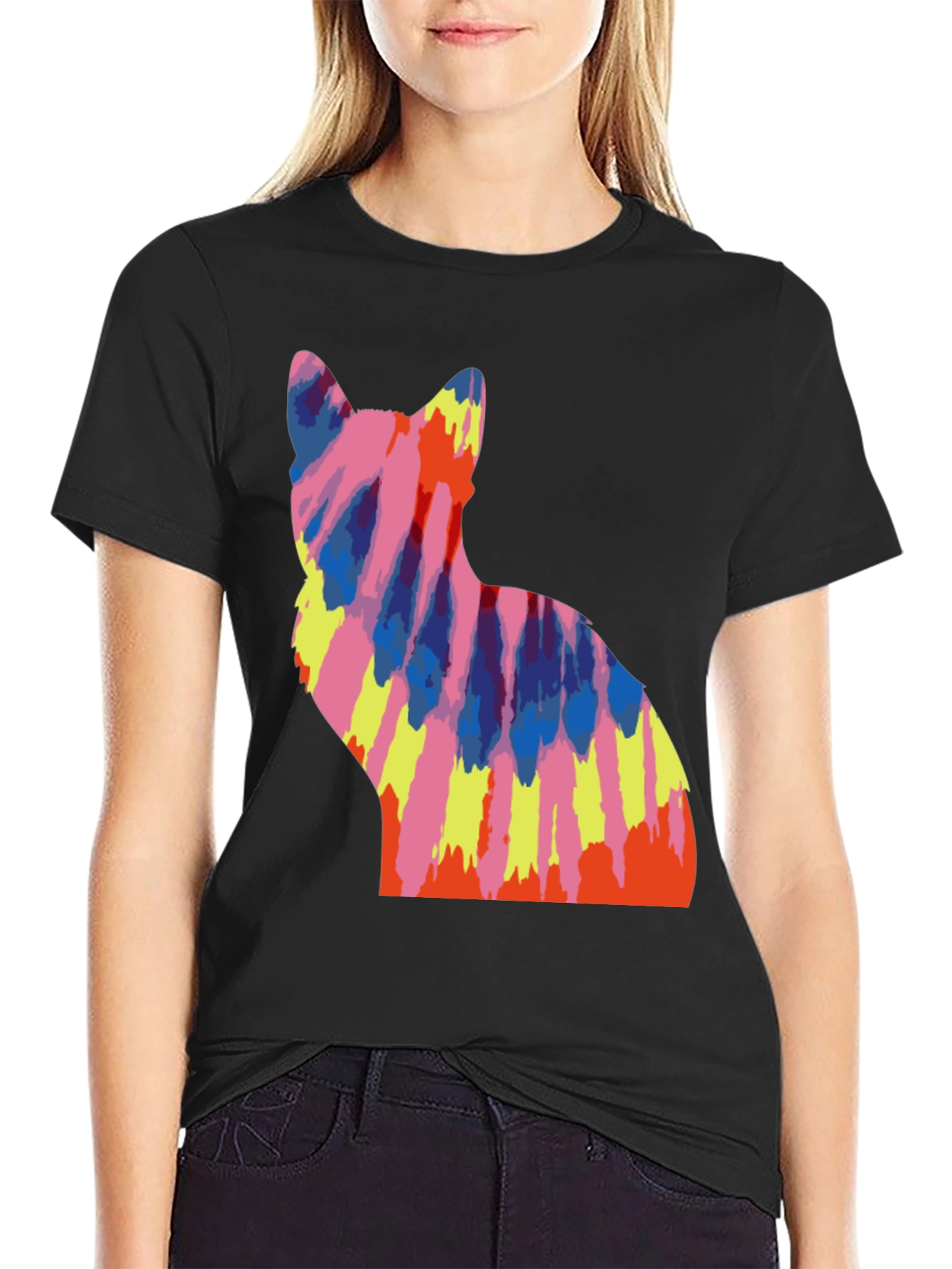 Tie Dye Cat Graphic Tee