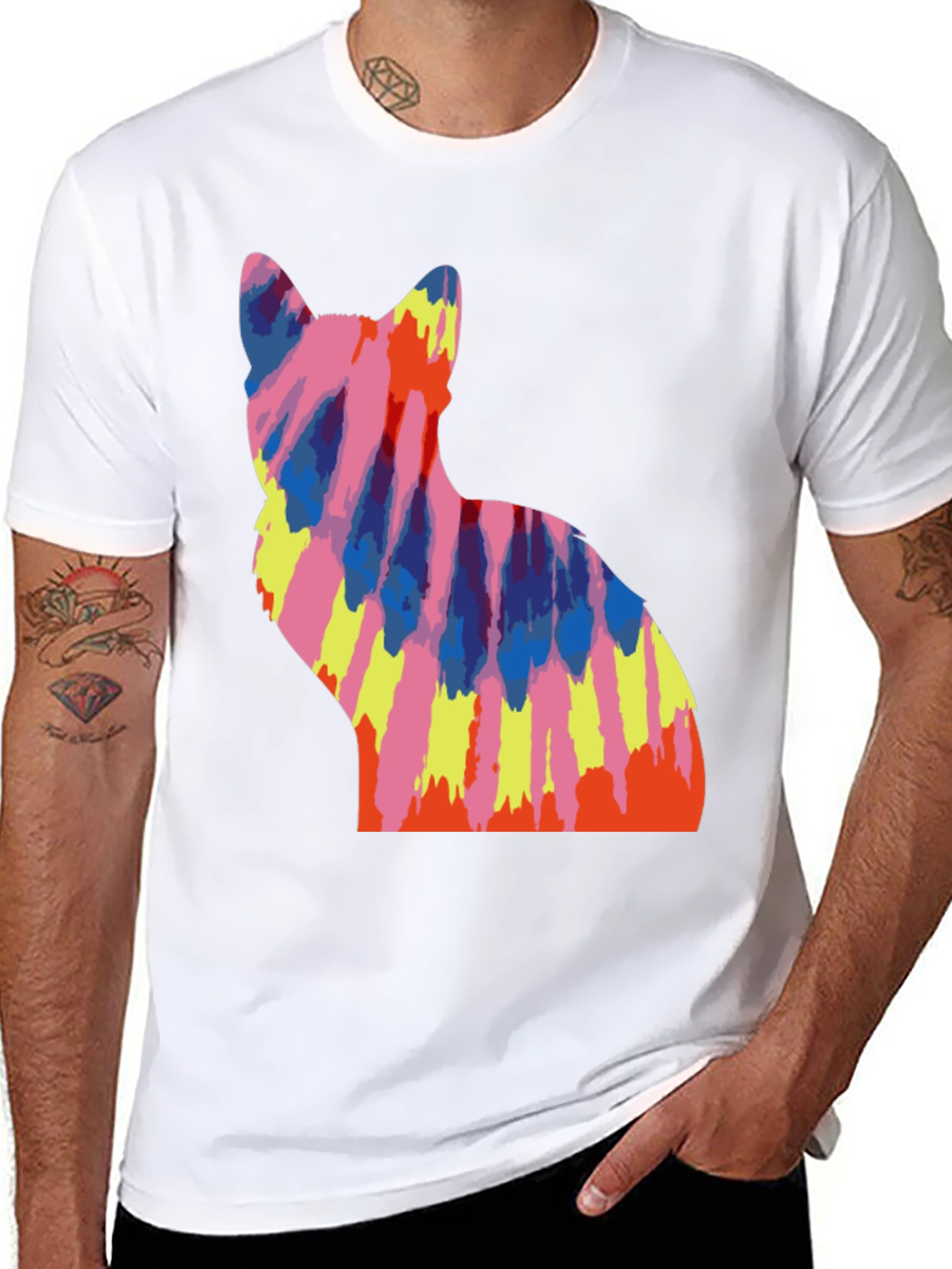 Tie Dye Cat Graphic Tee