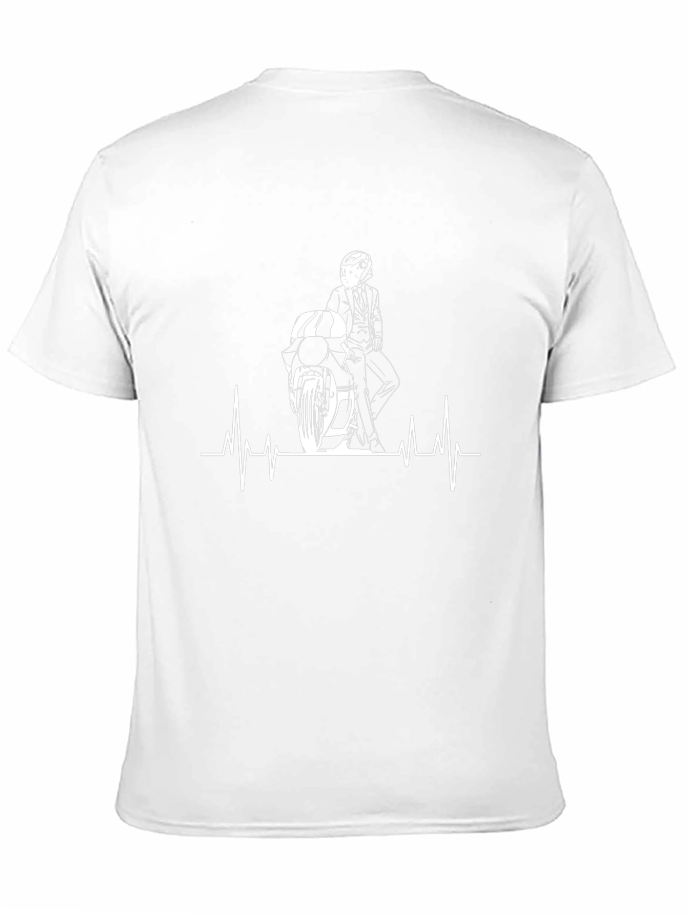 Motorcycle Rider Heartbeat Graphic T-Shirt - Black