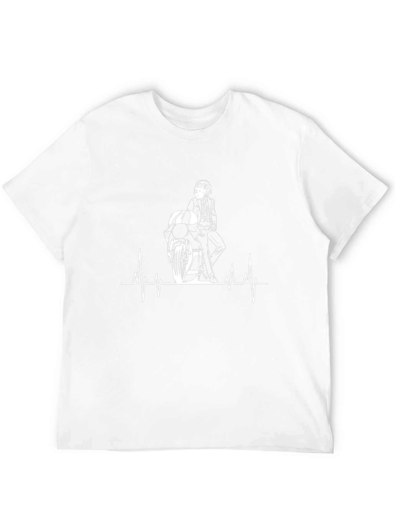 Motorcycle Rider Heartbeat Graphic T-Shirt - Black