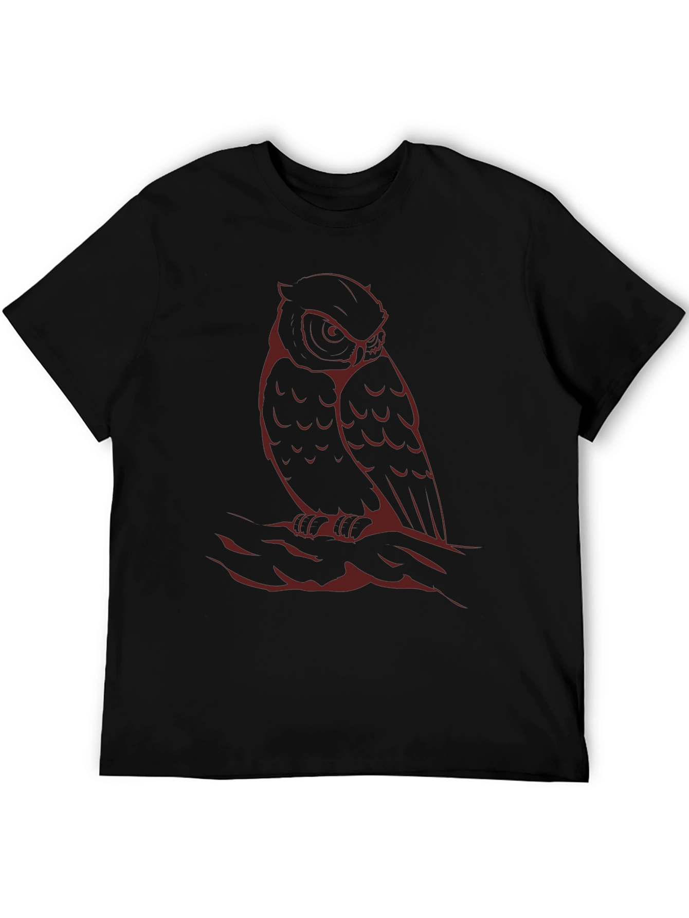 Mens Black Owl Graphic T-Shirt
