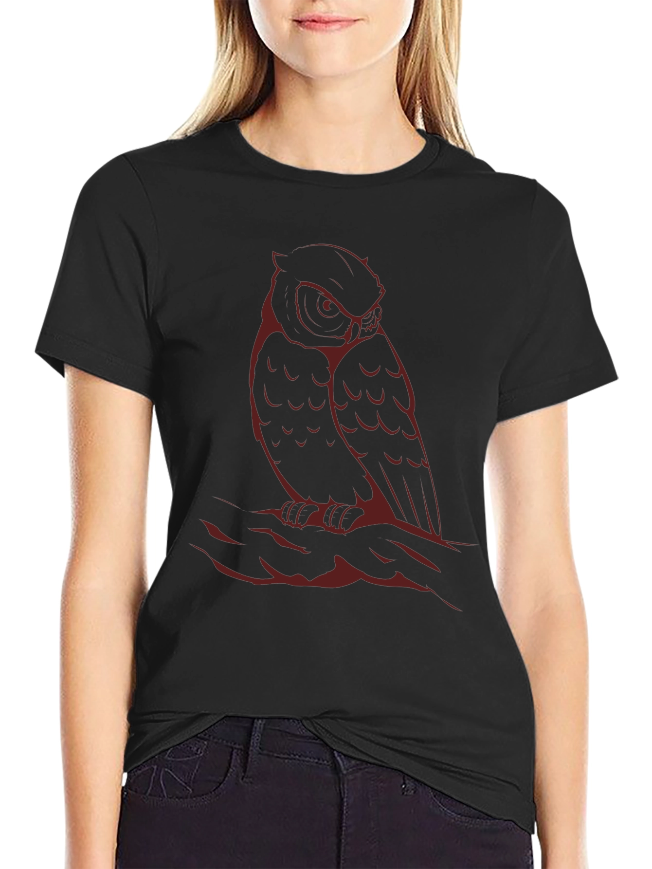 Mens Black Owl Graphic T-Shirt