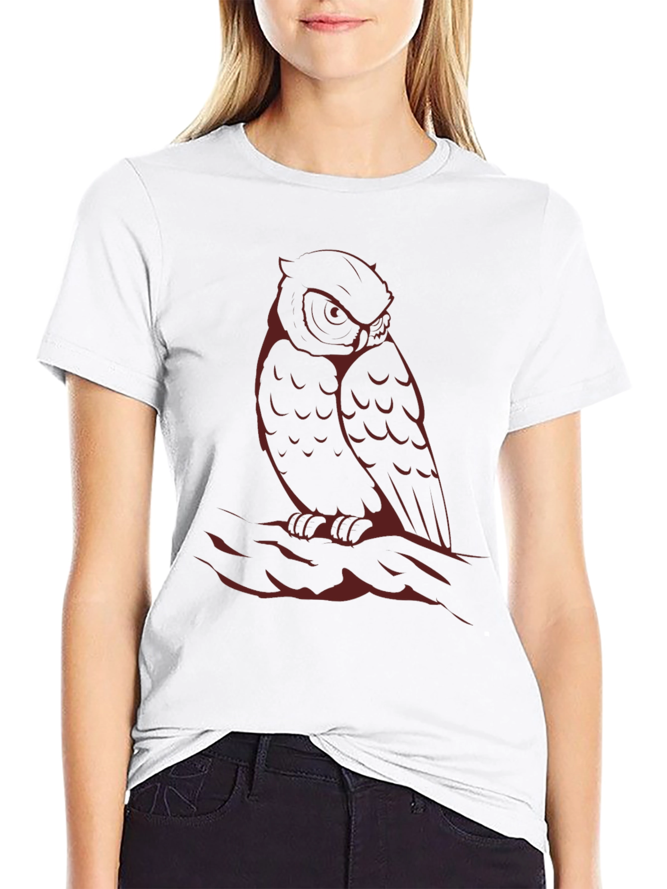Mens Black Owl Graphic T-Shirt