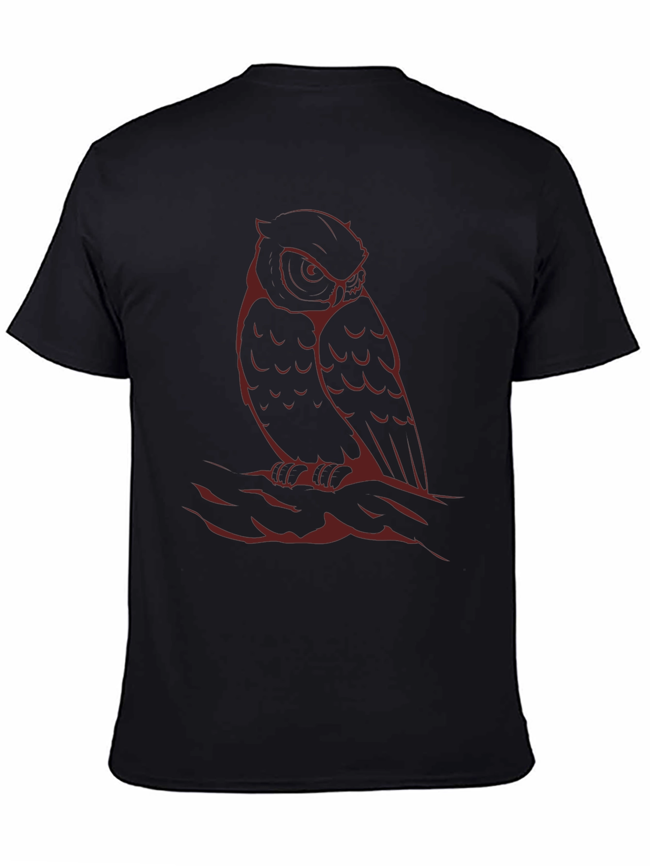 Mens Black Owl Graphic T-Shirt