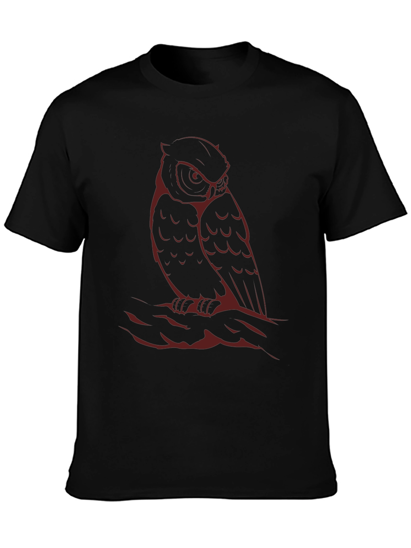 Mens Black Owl Graphic T-Shirt