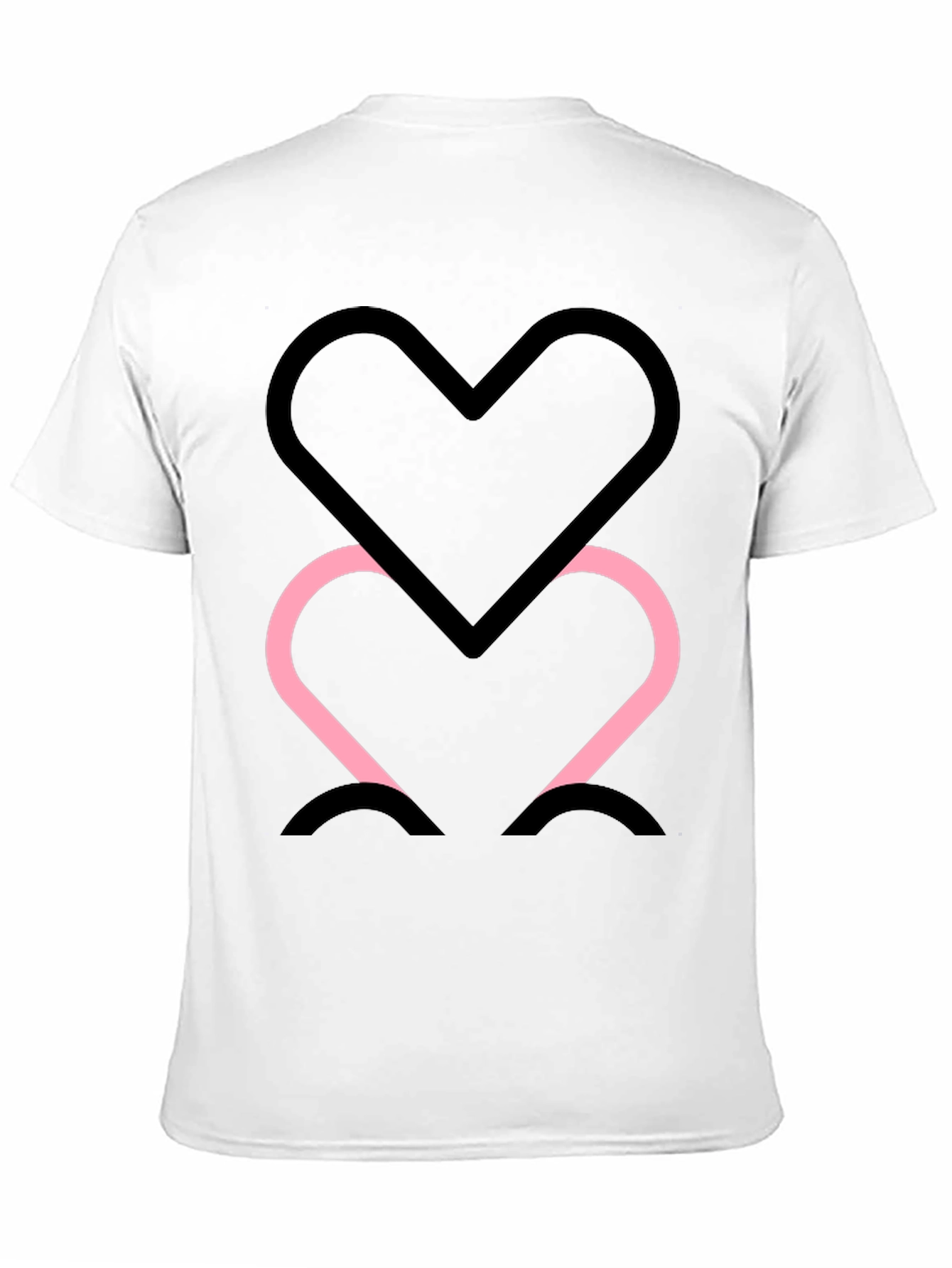 Black Tee with Two Heart Outline Graphic