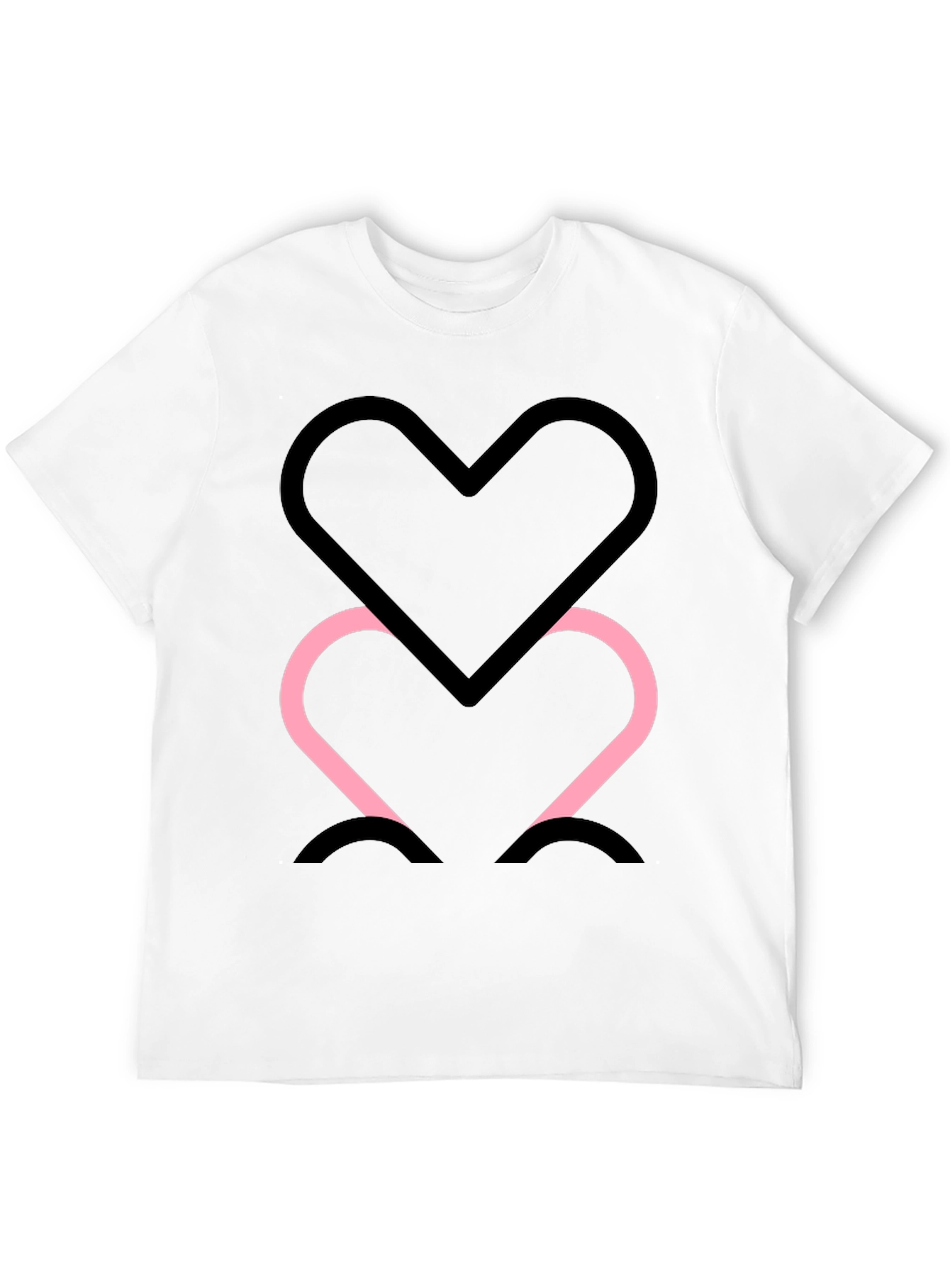 Black Tee with Two Heart Outline Graphic