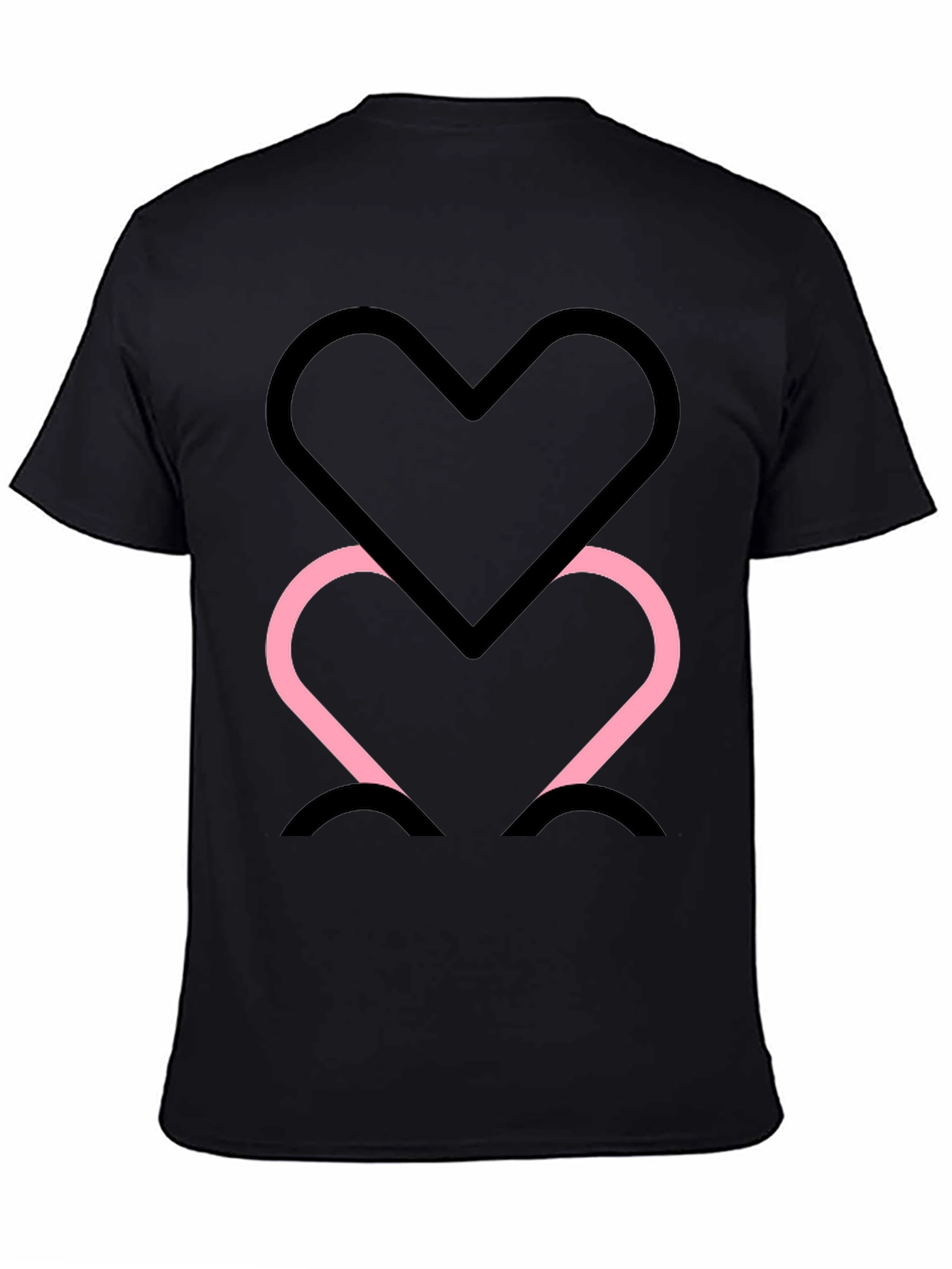 Black Tee with Two Heart Outline Graphic