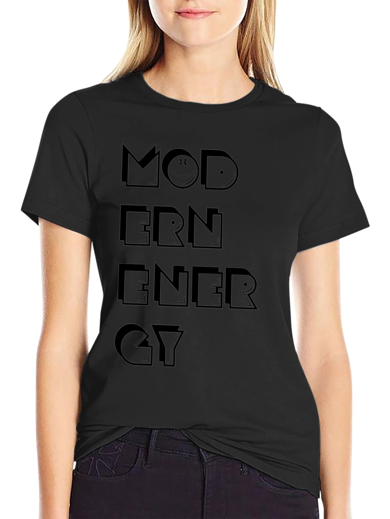 Modern Energy Graphic Print Black T-Shirt