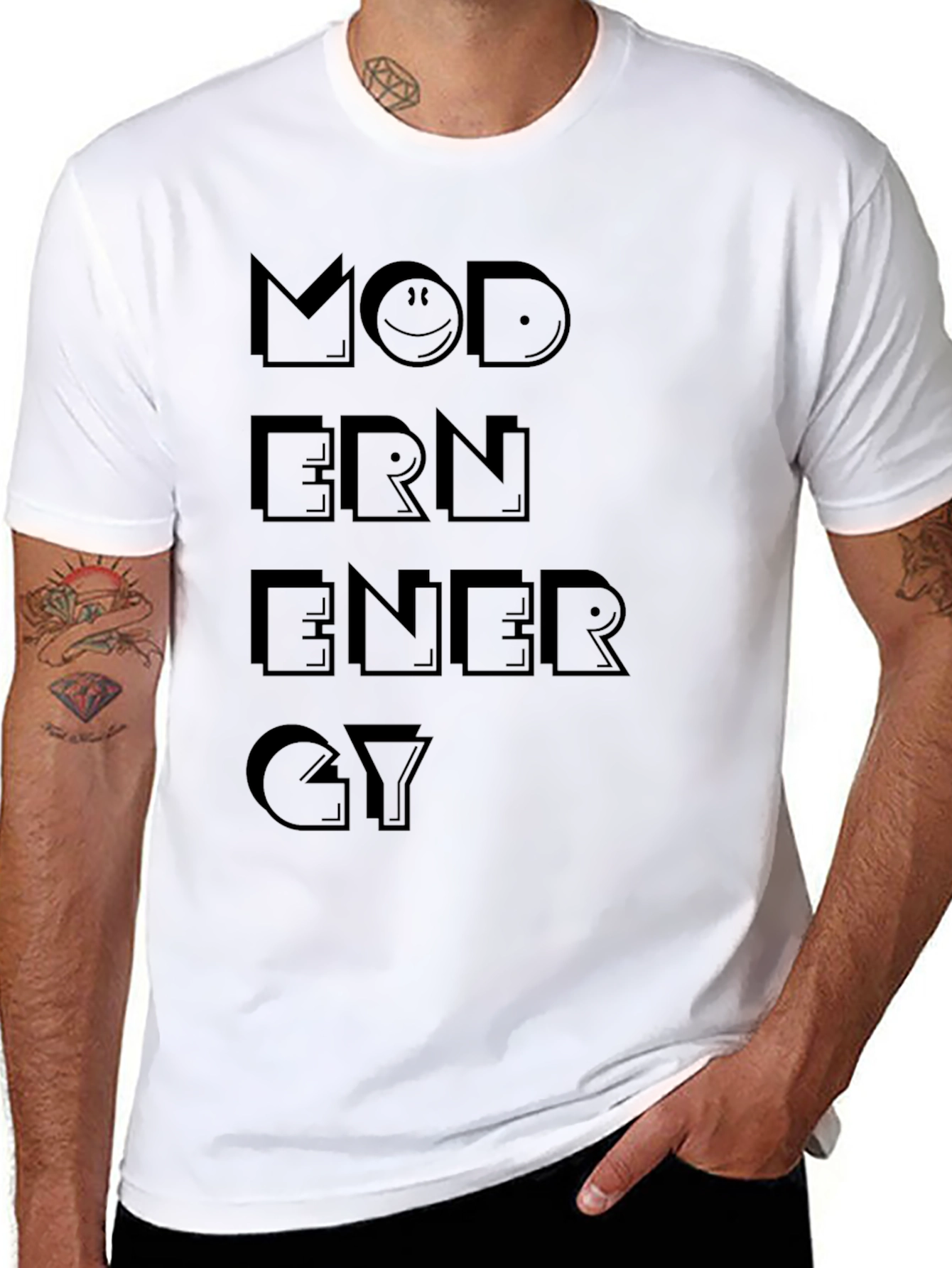 Modern Energy Graphic Print Black T-Shirt