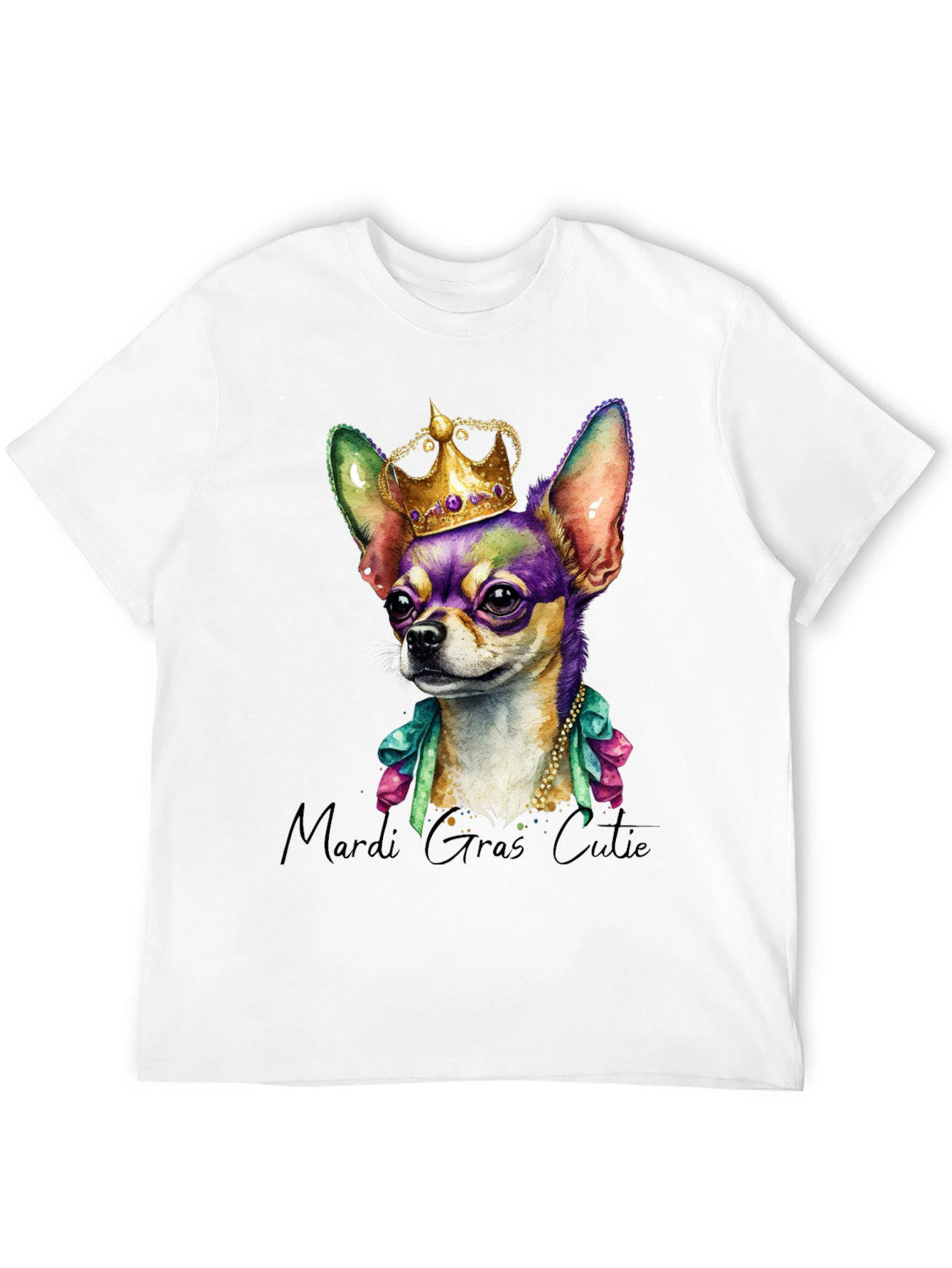Mardi Gras Chihuahua Tee - Crowned Cutie