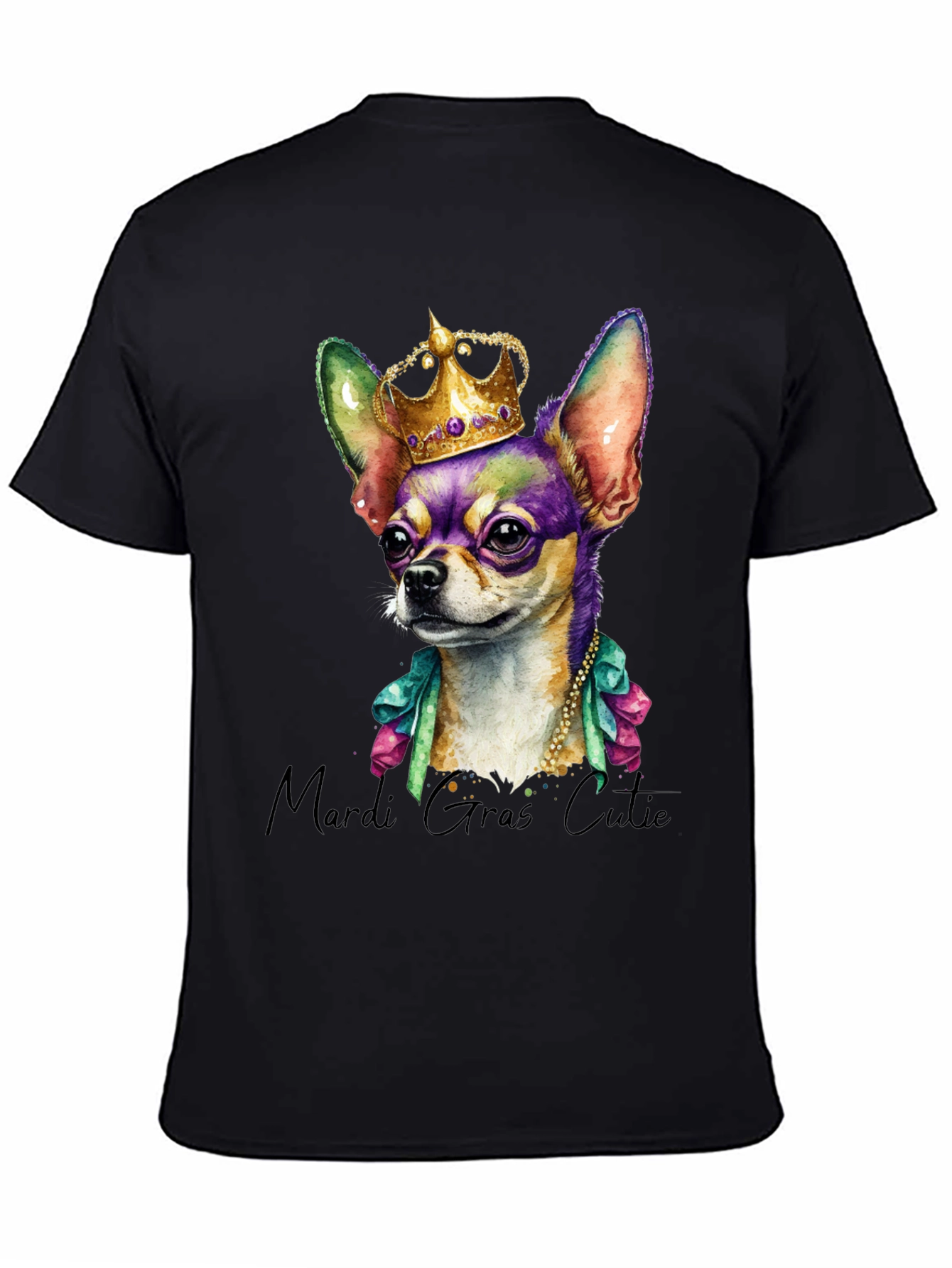 Mardi Gras Chihuahua Tee - Crowned Cutie