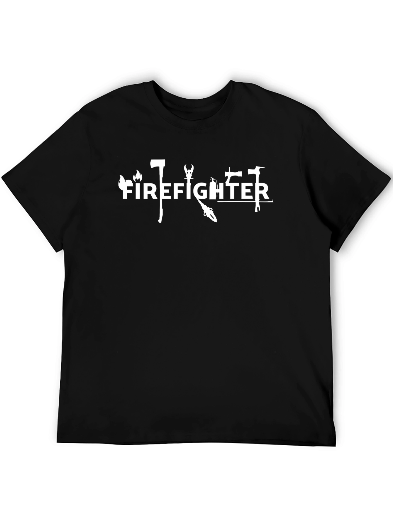 Firefighter Graphic Tee - Black Cotton T-Shirt