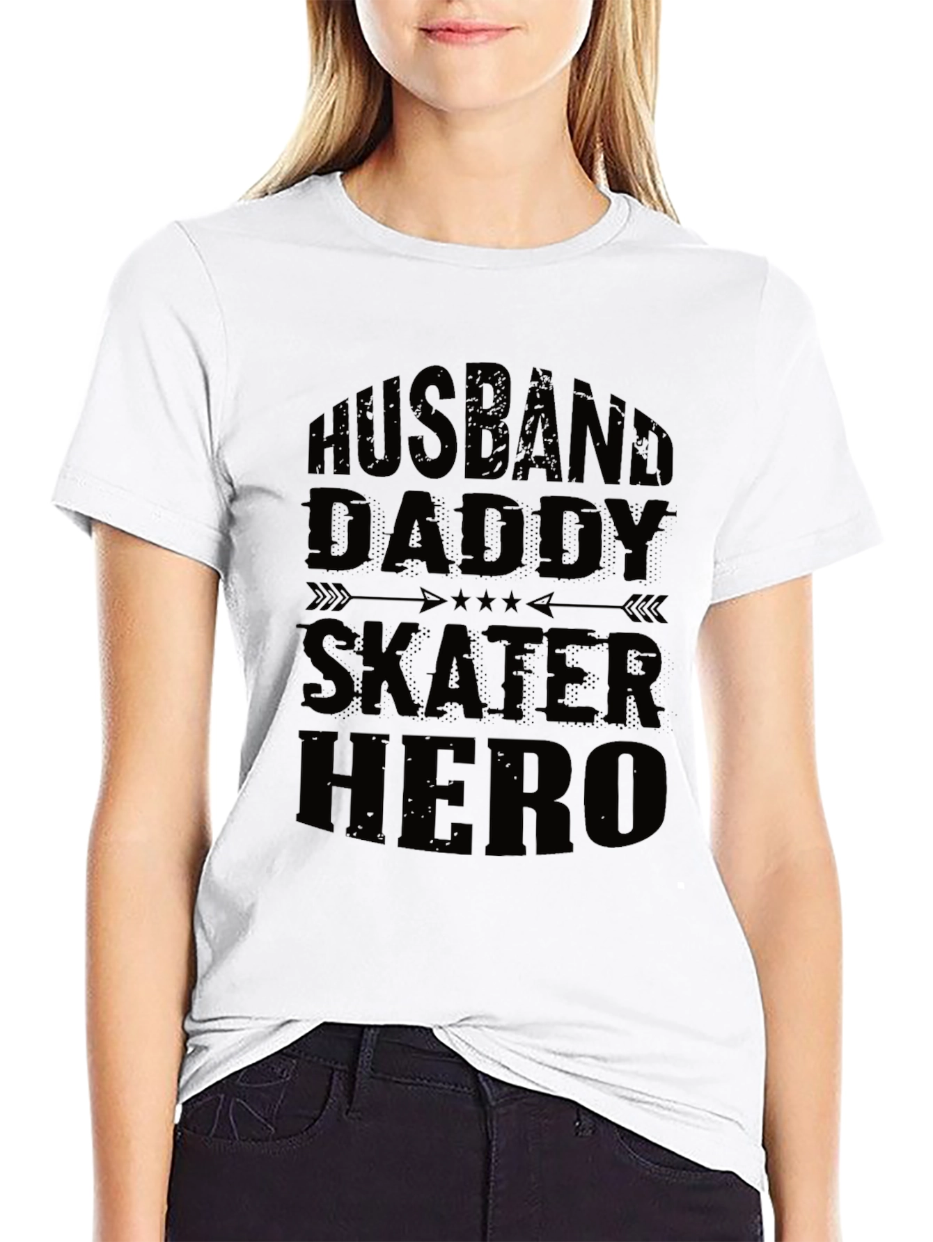 Husband Daddy Skater Hero Graphic Tee - Black