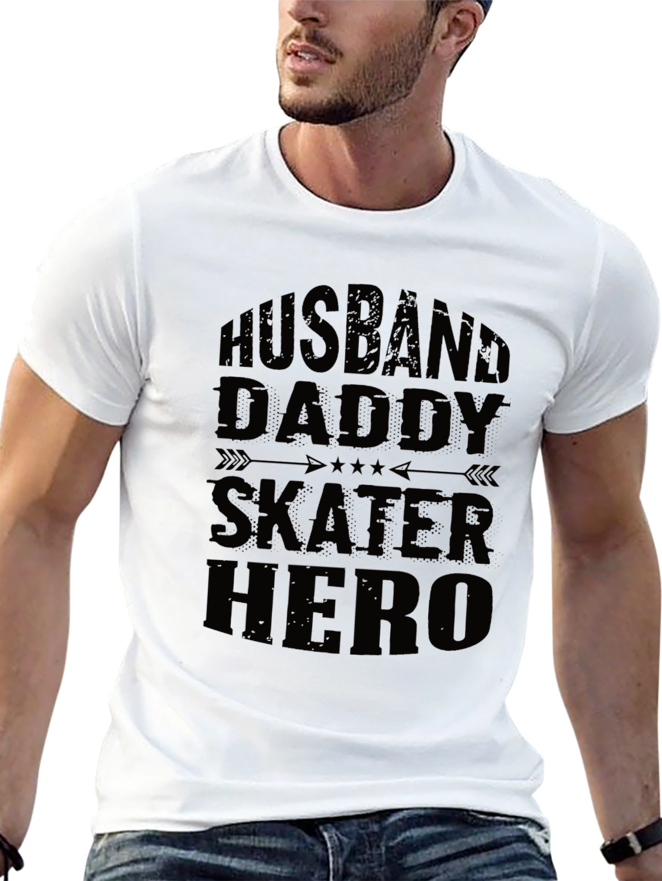 Husband Daddy Skater Hero Graphic Tee - Black