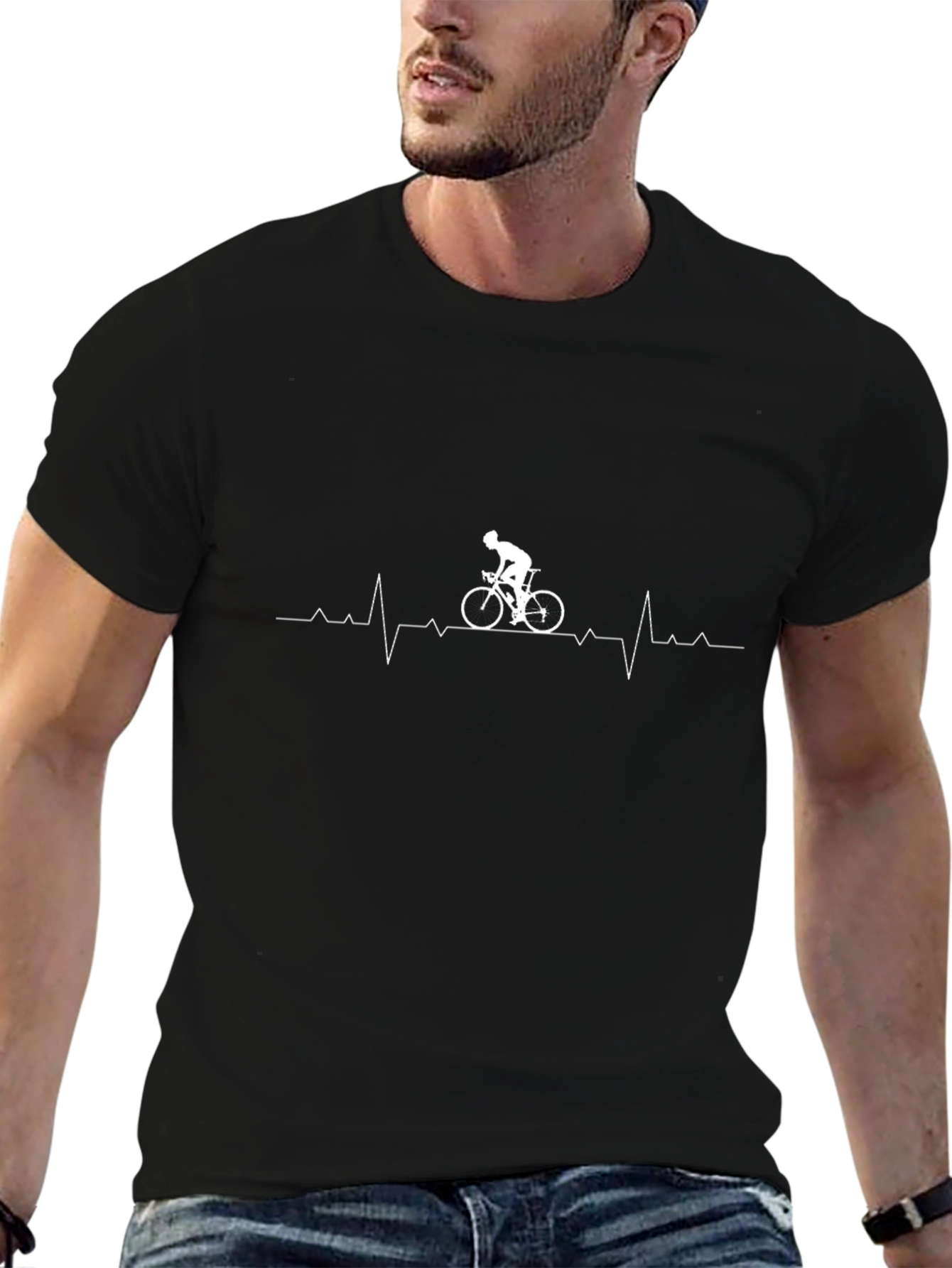 Cycling Heartbeat T-Shirt - Black