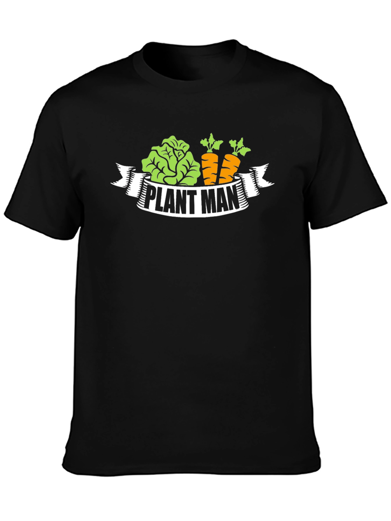 Plant Man T-Shirt - Black Gardening Vegan Carrots Lettuce