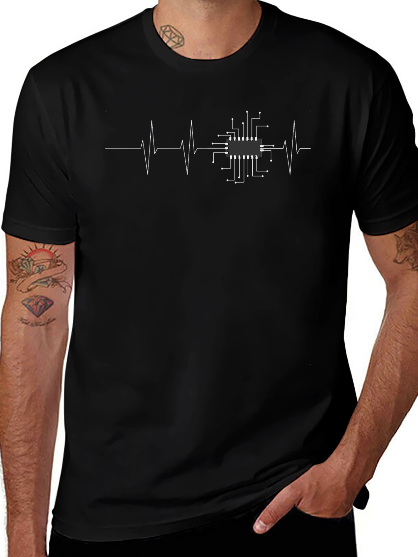 Circuit Board Heartbeat T-Shirt - Tech Lover Tee