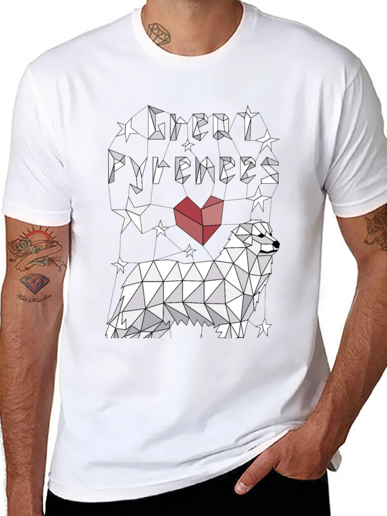 Great Pyrenees Geometric T-Shirt - Stylish Dog Lover Tee