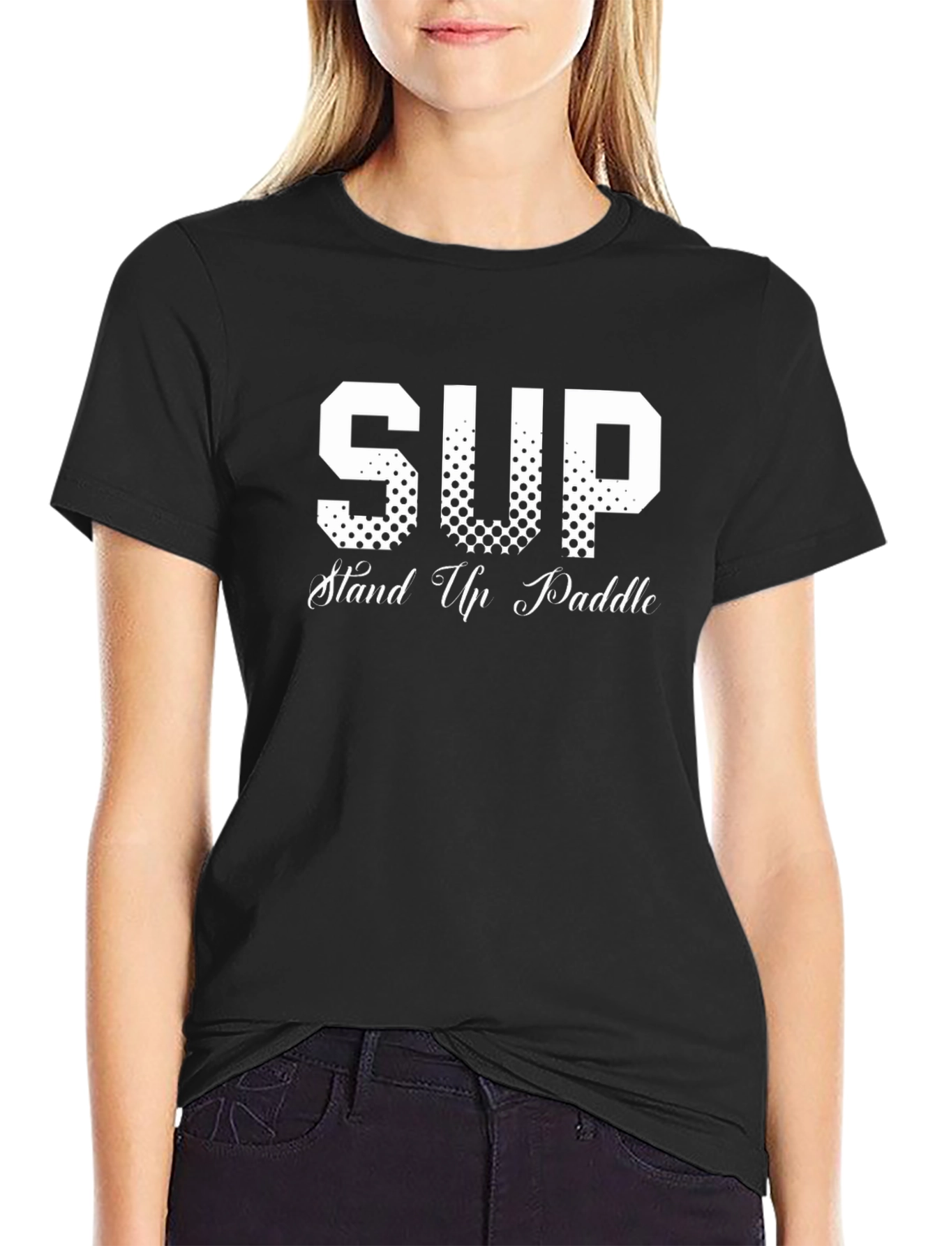 SUP Stand Up Paddle Black T-Shirt