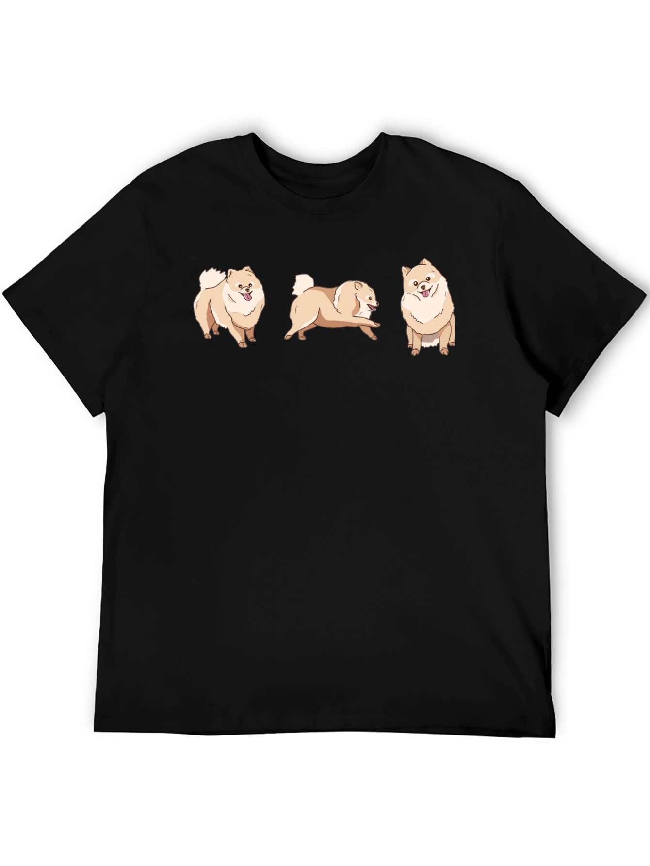 Pomeranian Dog Graphic Print Black T-Shirt