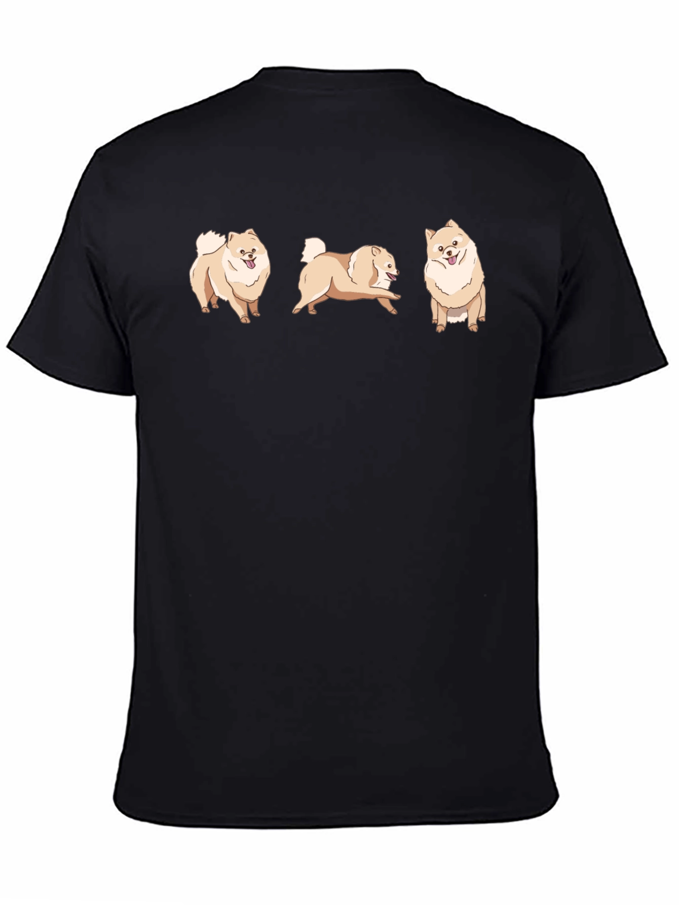 Pomeranian Dog Graphic Print Black T-Shirt