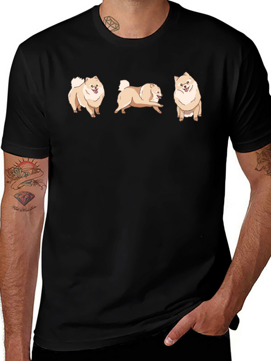 Pomeranian Dog Graphic Print Black T-Shirt