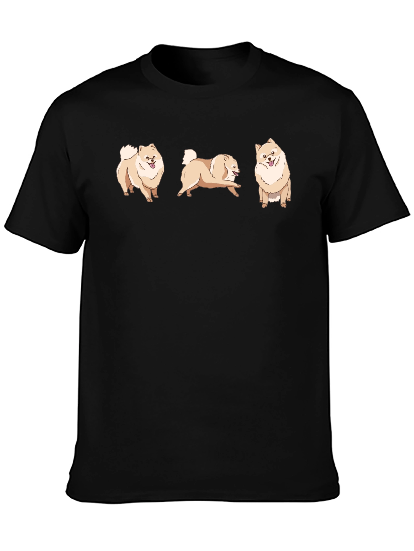 Pomeranian Dog Graphic Print Black T-Shirt