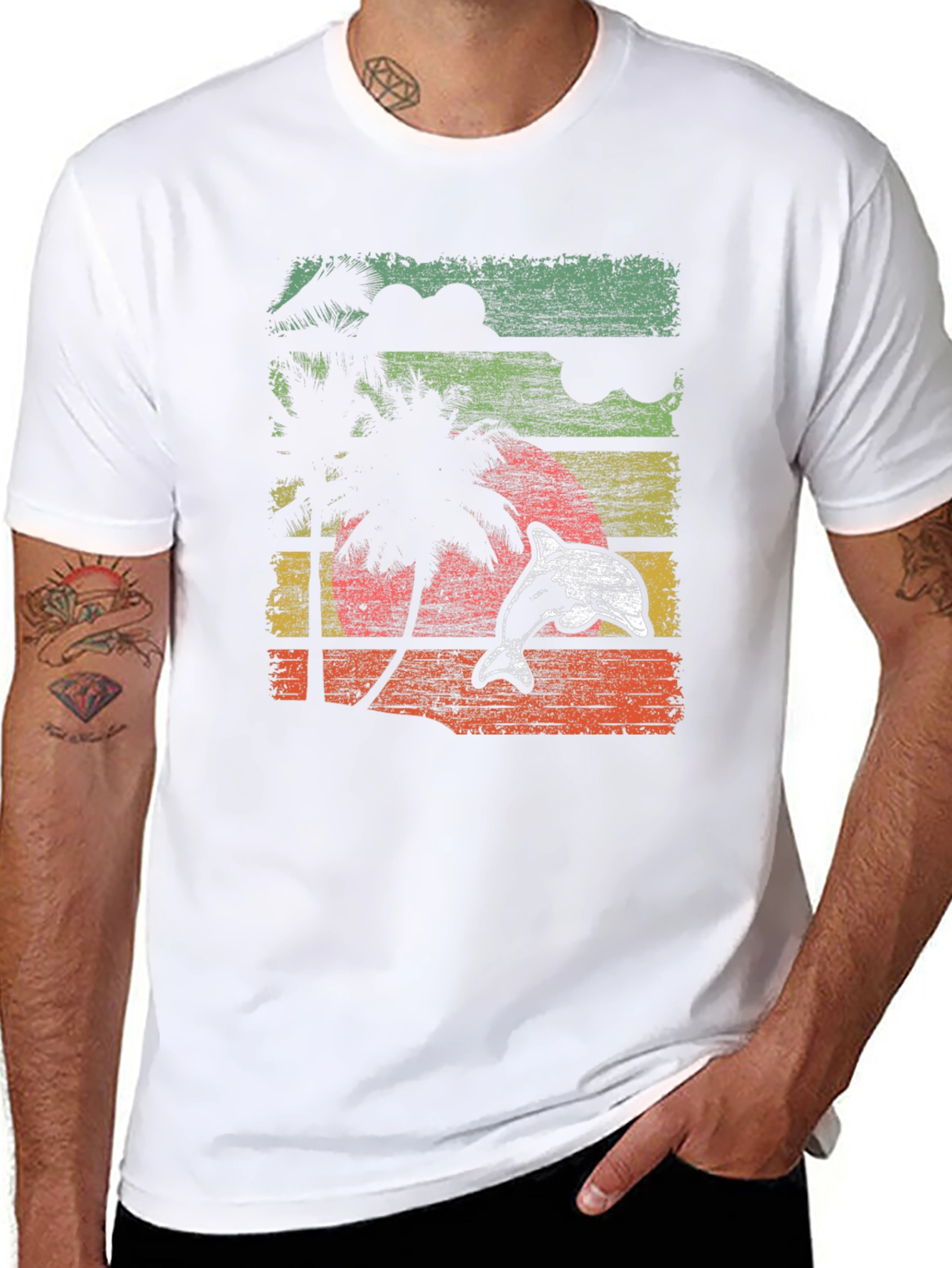Retro Dolphin Sunset Graphic Tee
