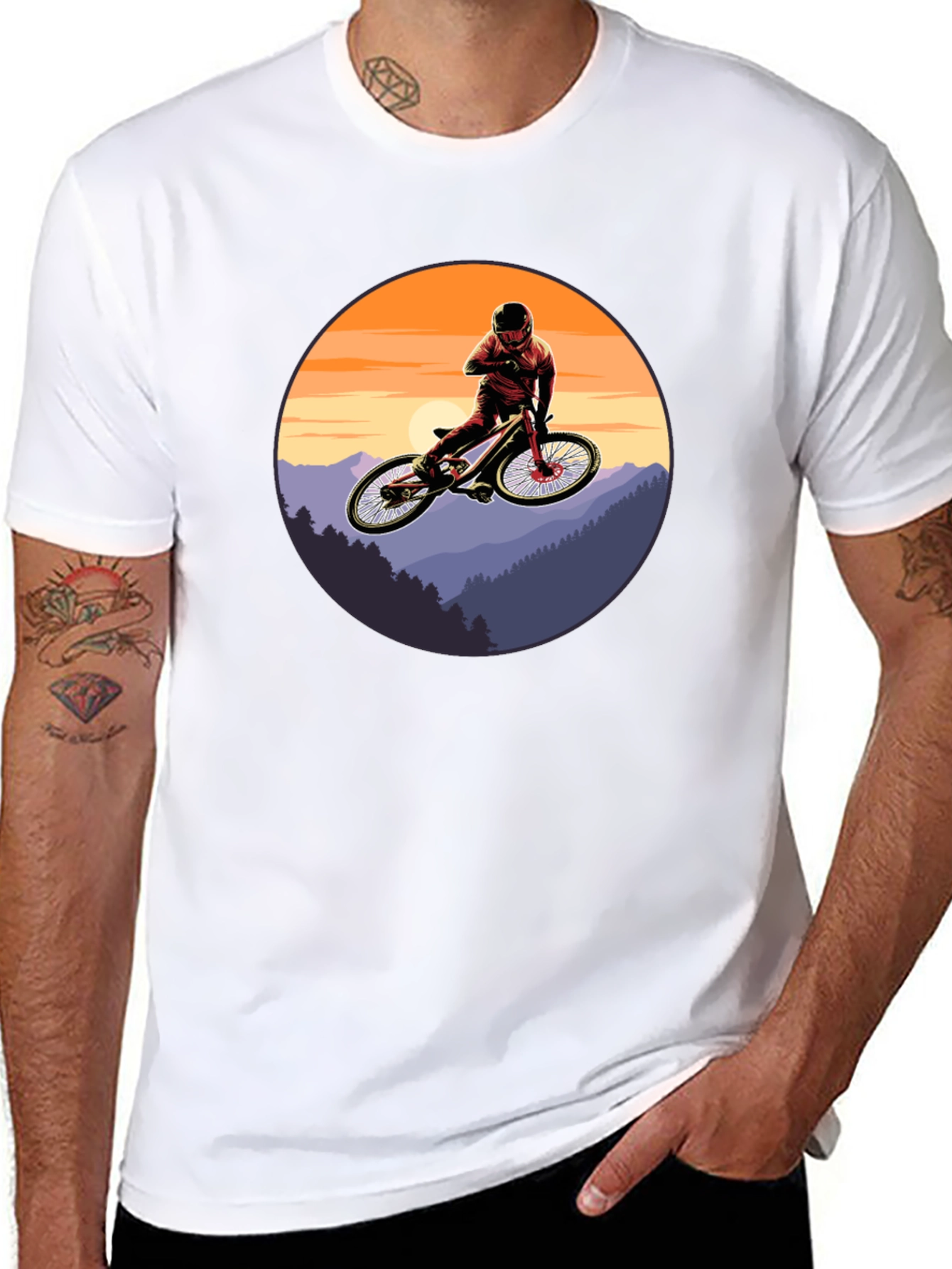Mountain Bike Sunset Graphic Tee