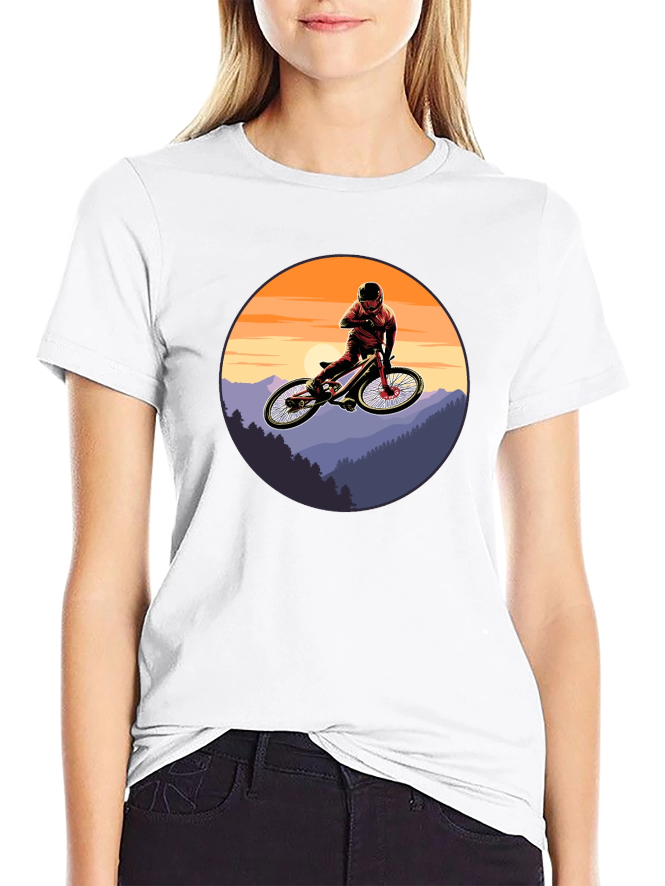 Mountain Bike Sunset Graphic Tee