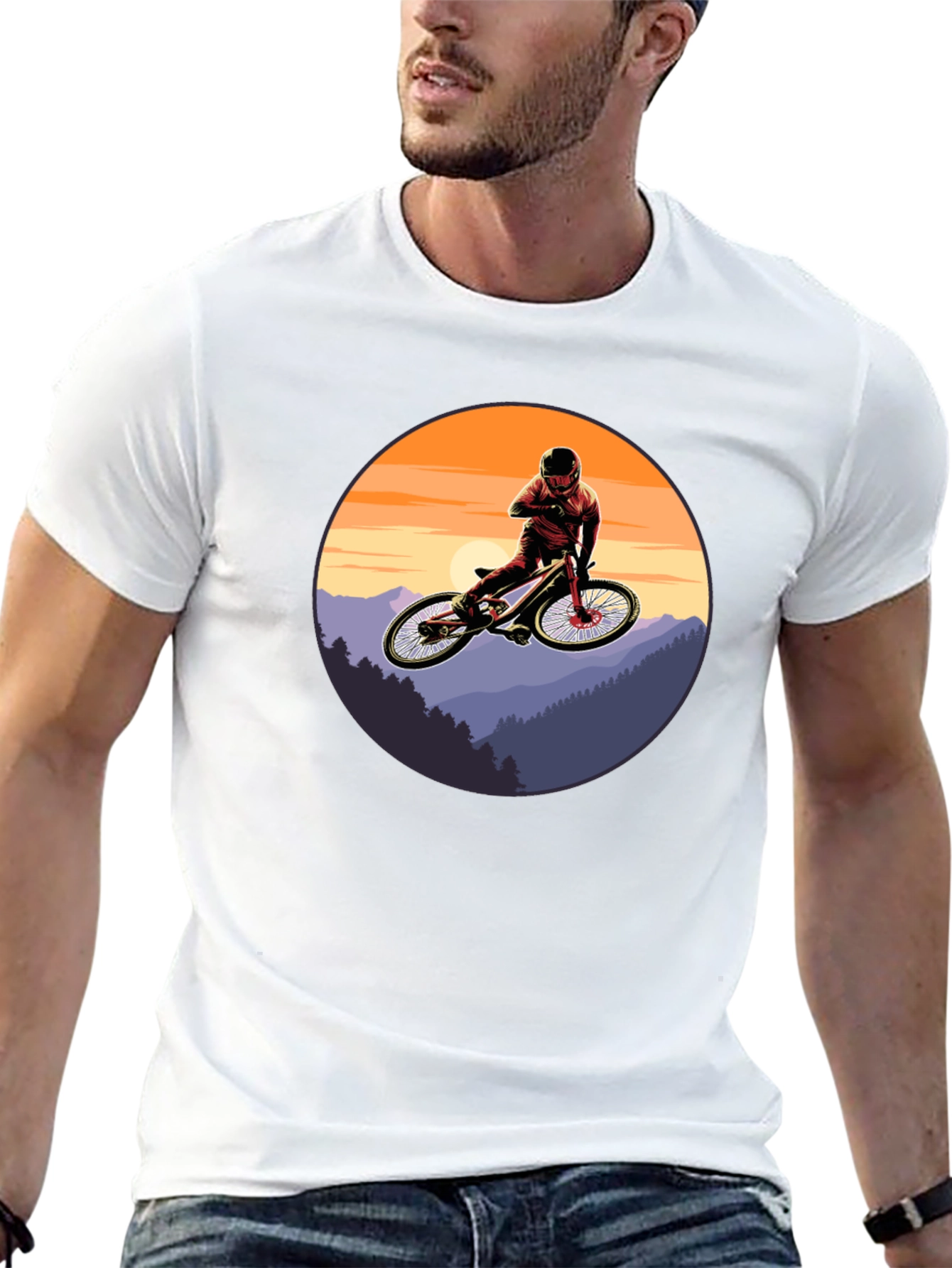 Mountain Bike Sunset Graphic Tee