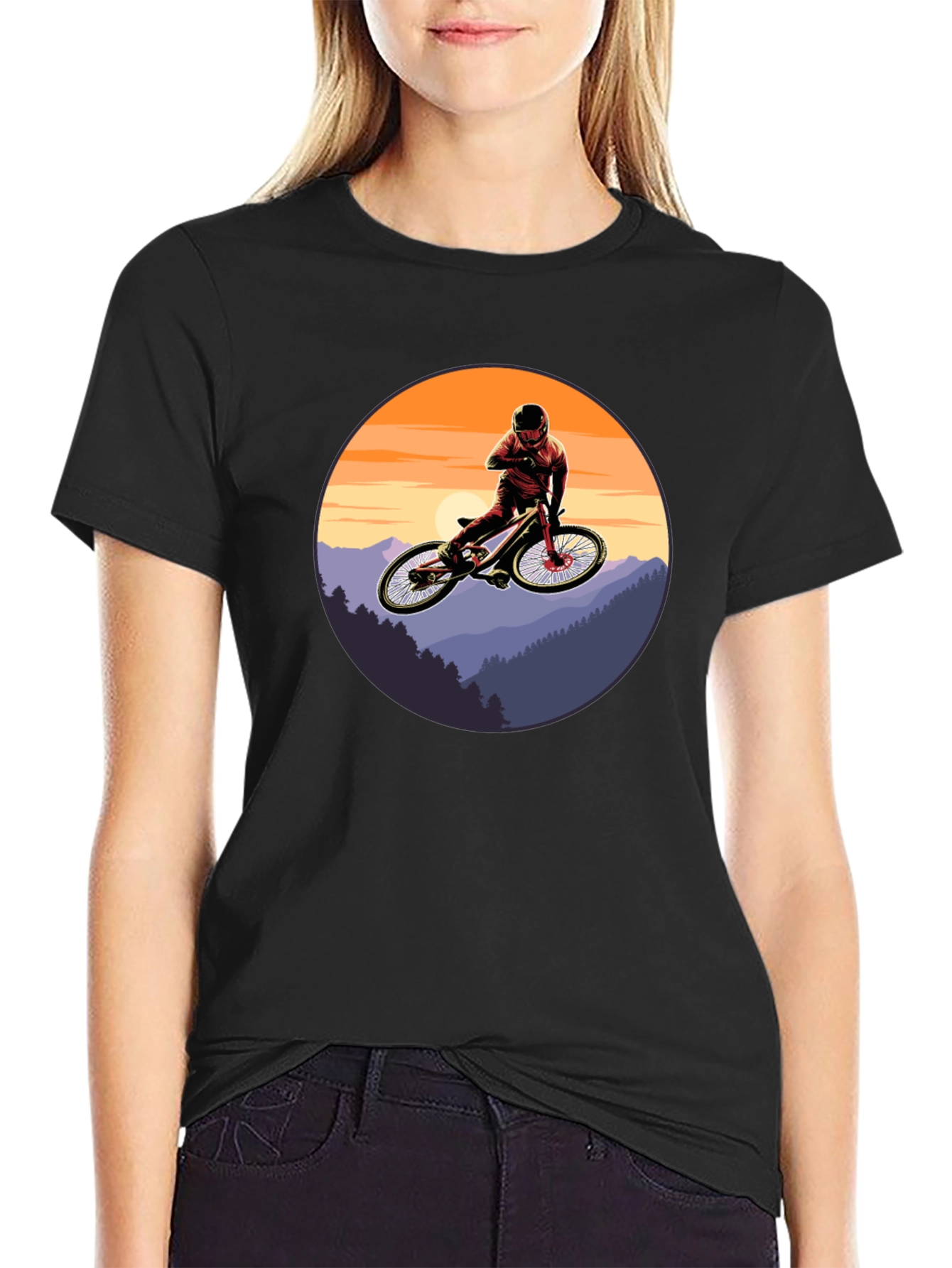 Mountain Bike Sunset Graphic Tee