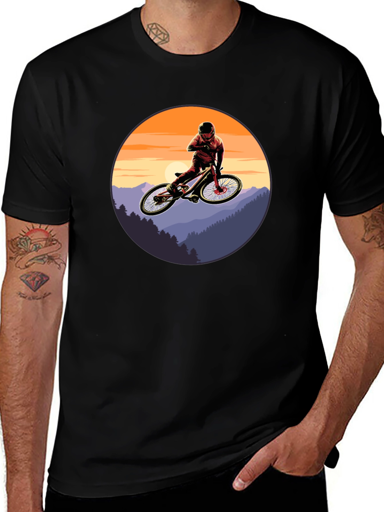 Mountain Bike Sunset Graphic Tee