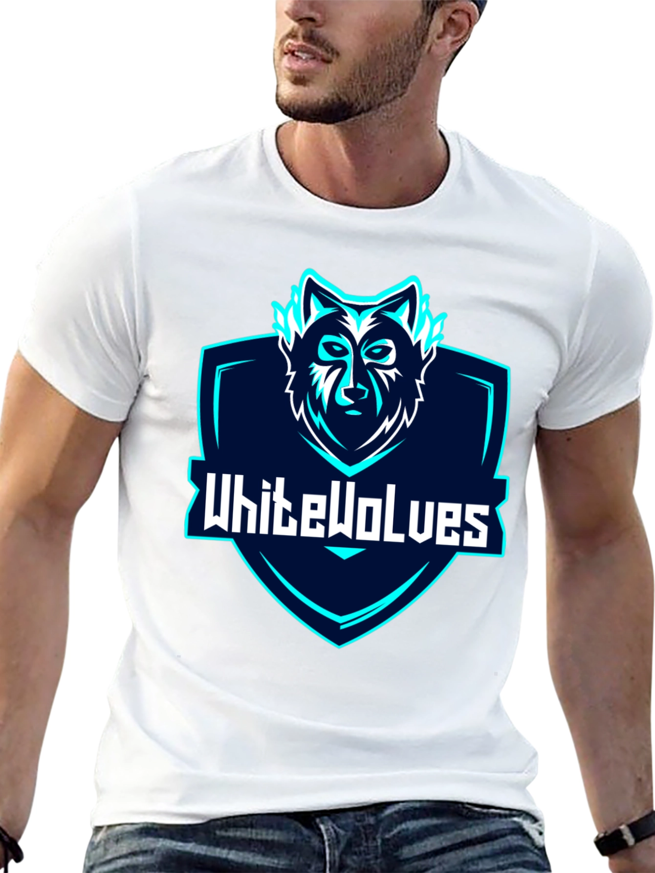 White Wolves Graphic Tee - Black Crew Neck