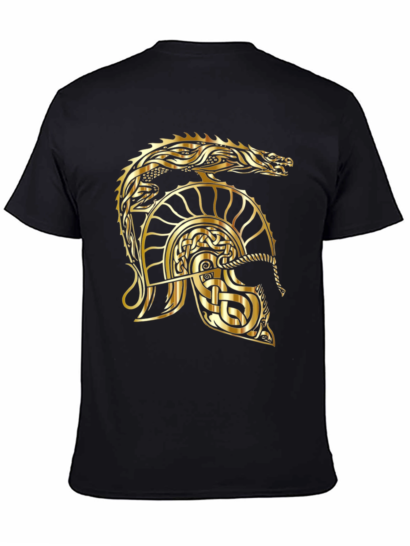 Golden Dragon Helmet Graphic Tee - Viking Style