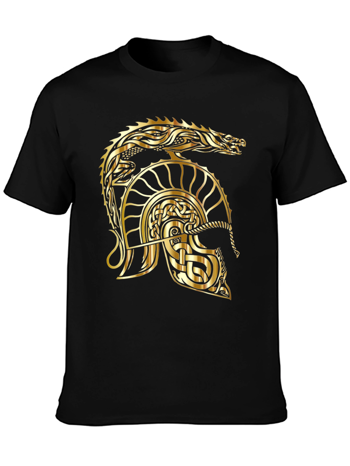 Golden Dragon Helmet Graphic Tee - Viking Style