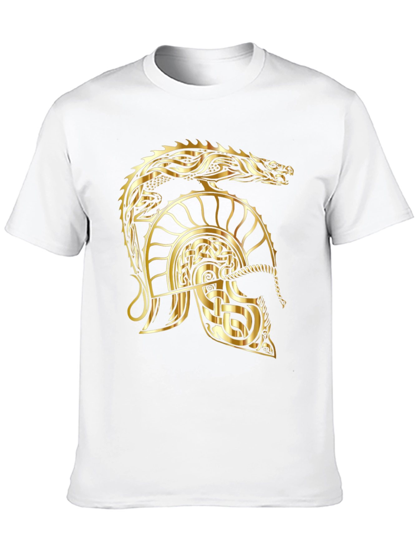 Golden Dragon Helmet Graphic Tee - Viking Style