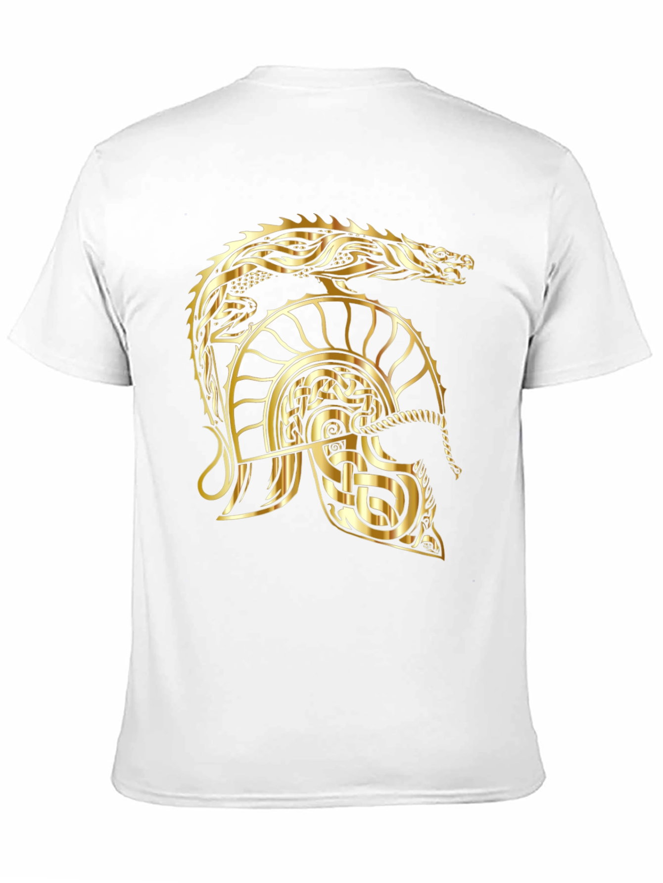 Golden Dragon Helmet Graphic Tee - Viking Style