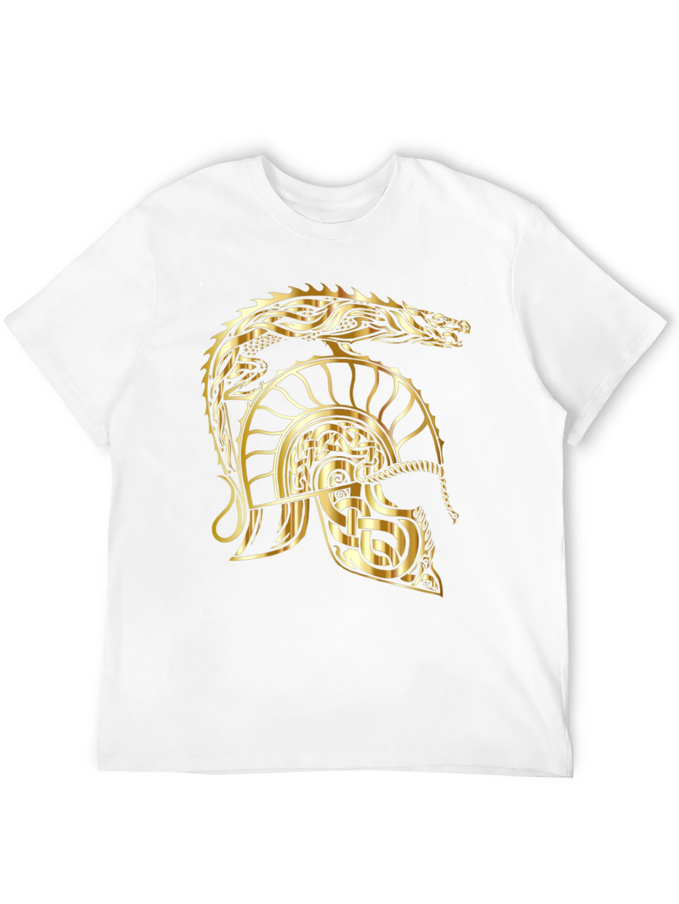 Golden Dragon Helmet Graphic Tee - Viking Style