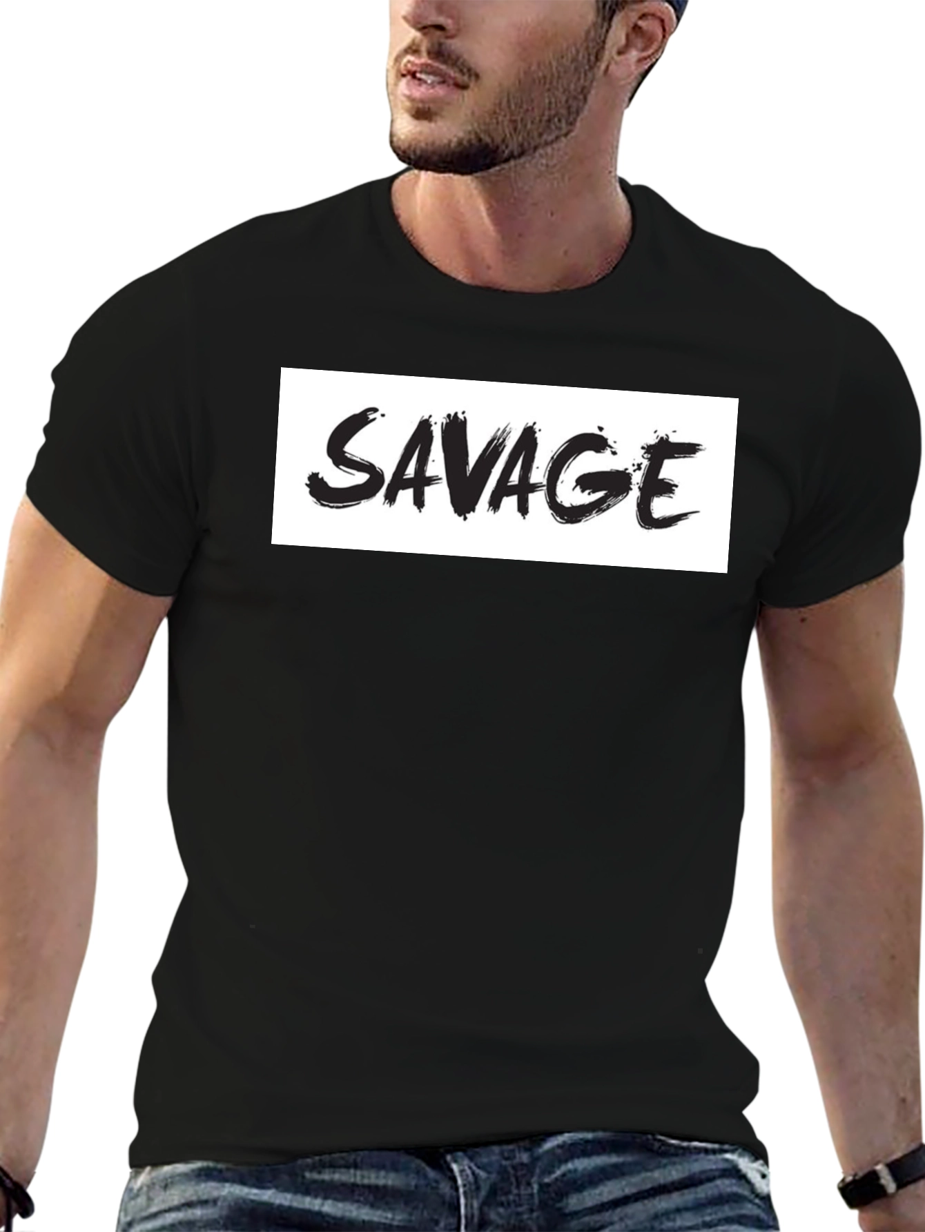 Savage Graphic Print Mens Black T-Shirt