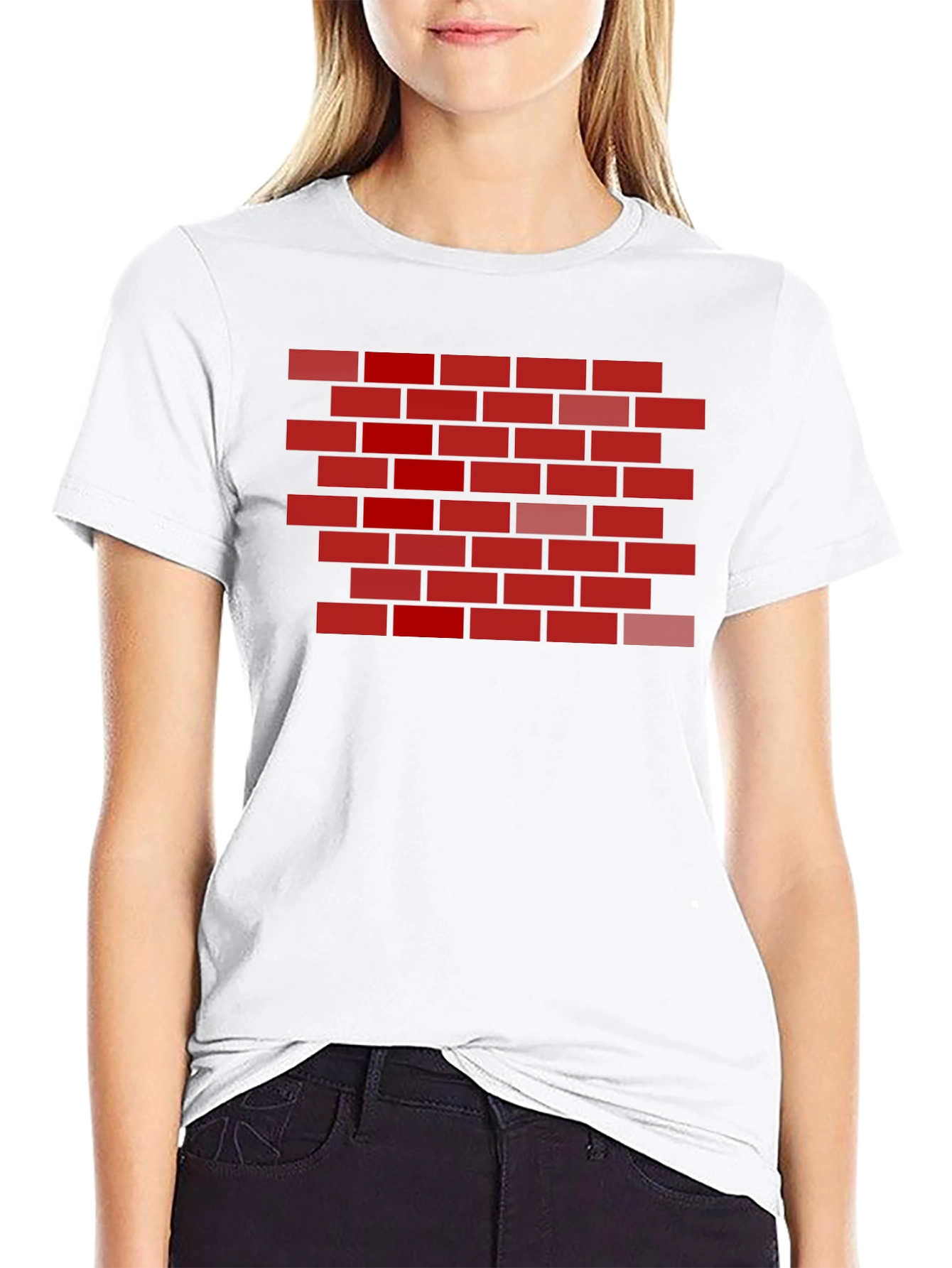 Brick Wall Graphic Tee - Black Cotton T-Shirt