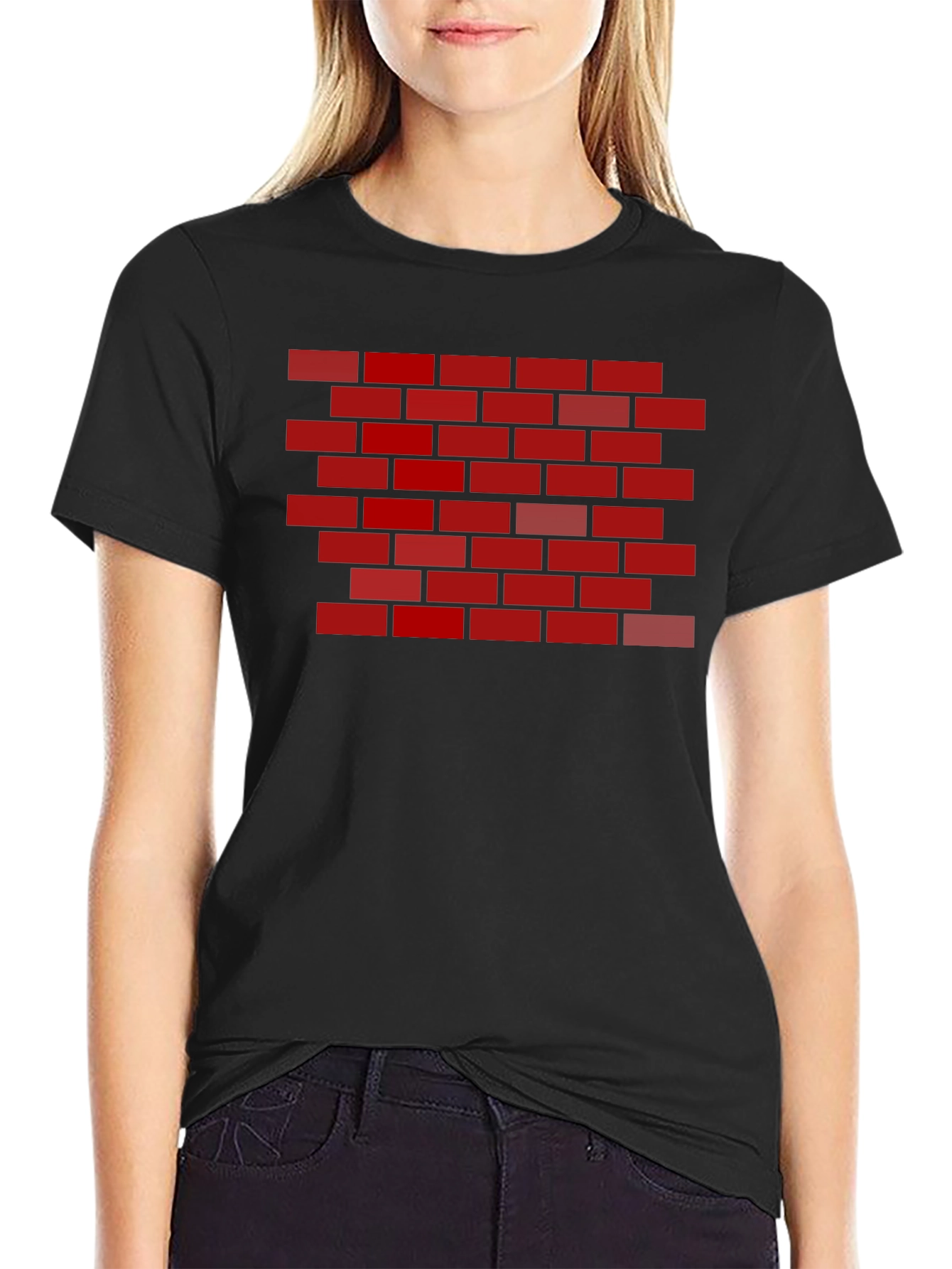Brick Wall Graphic Tee - Black Cotton T-Shirt