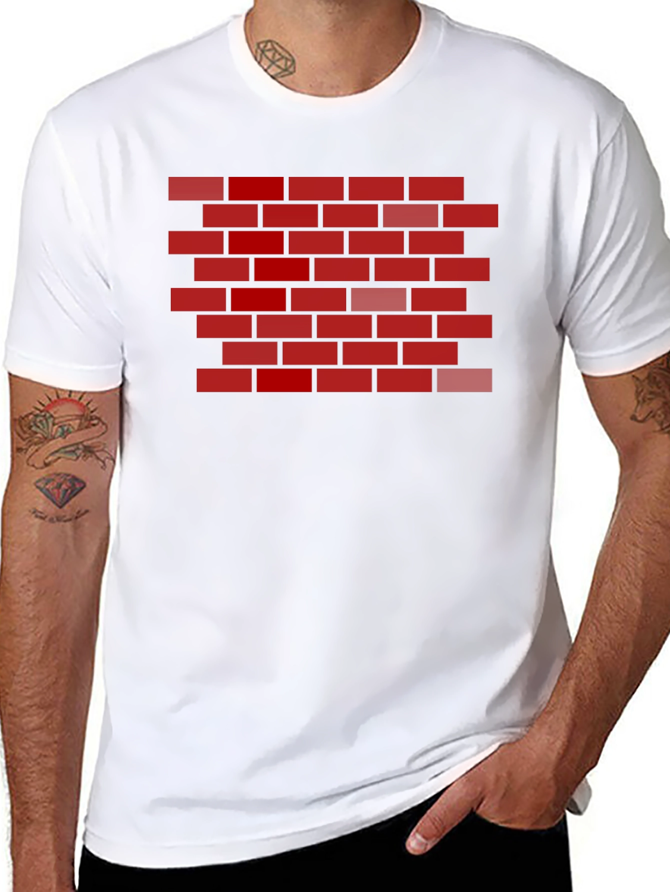 Brick Wall Graphic Tee - Black Cotton T-Shirt