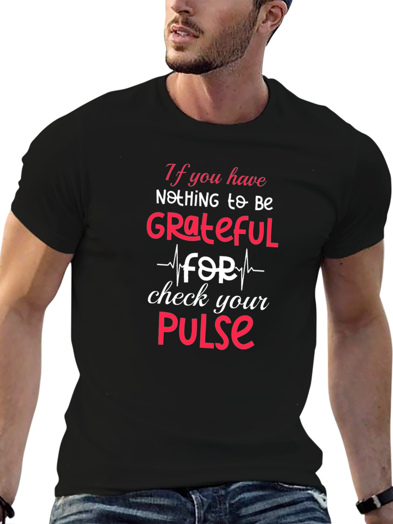 Grateful Pulse T-Shirt - Black Cotton Blend