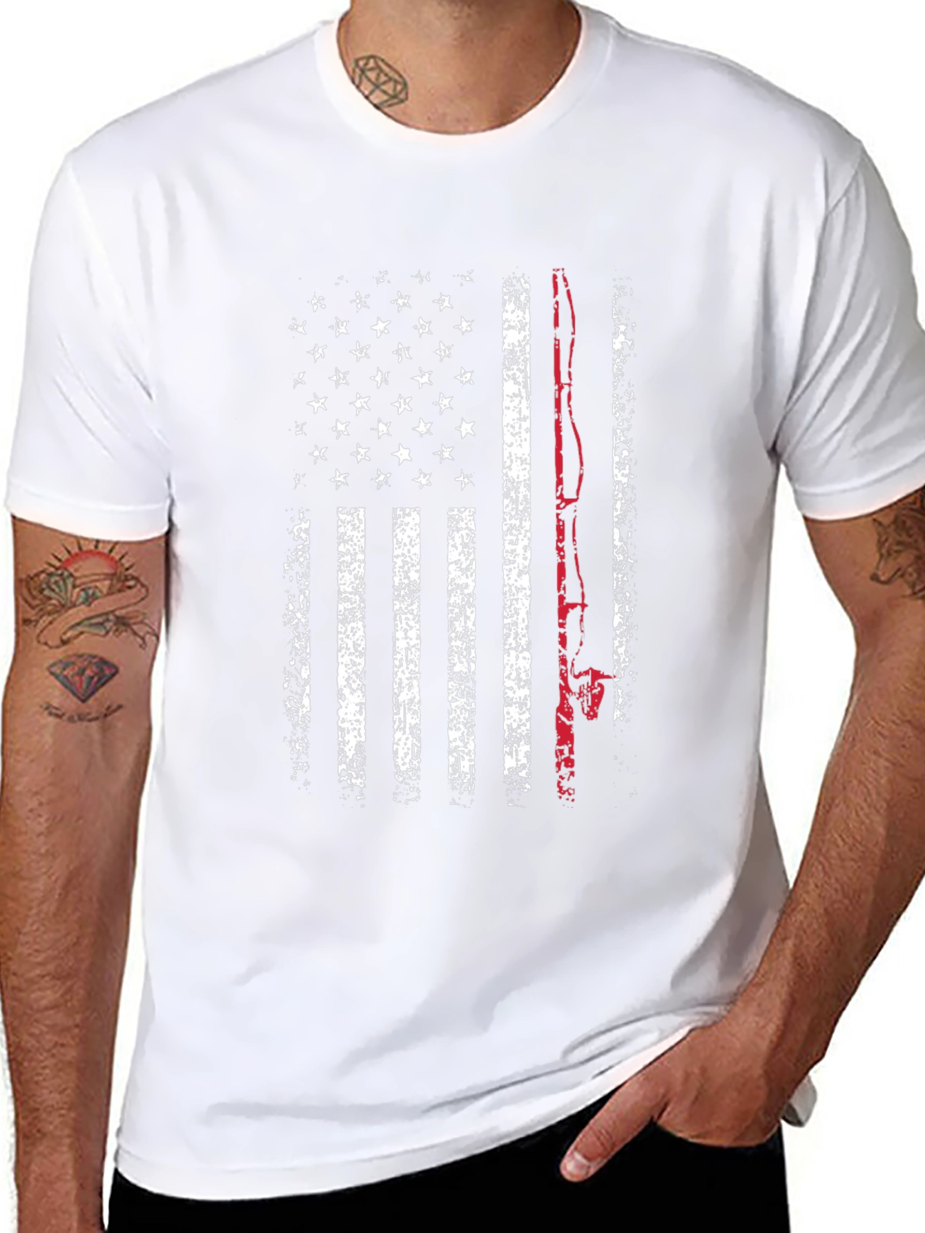 American Flag Fishing Rod T-Shirt