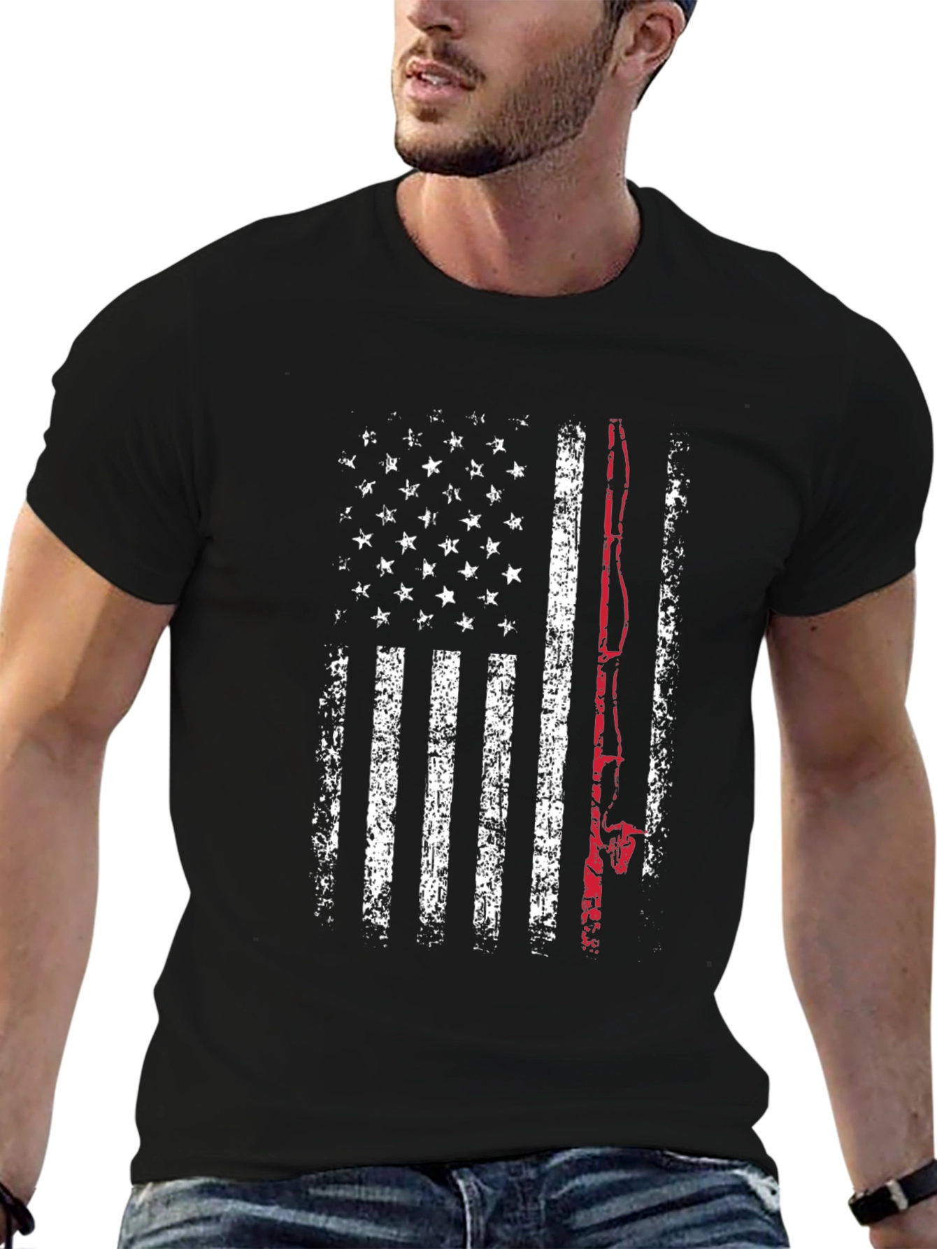 American Flag Fishing Rod T-Shirt